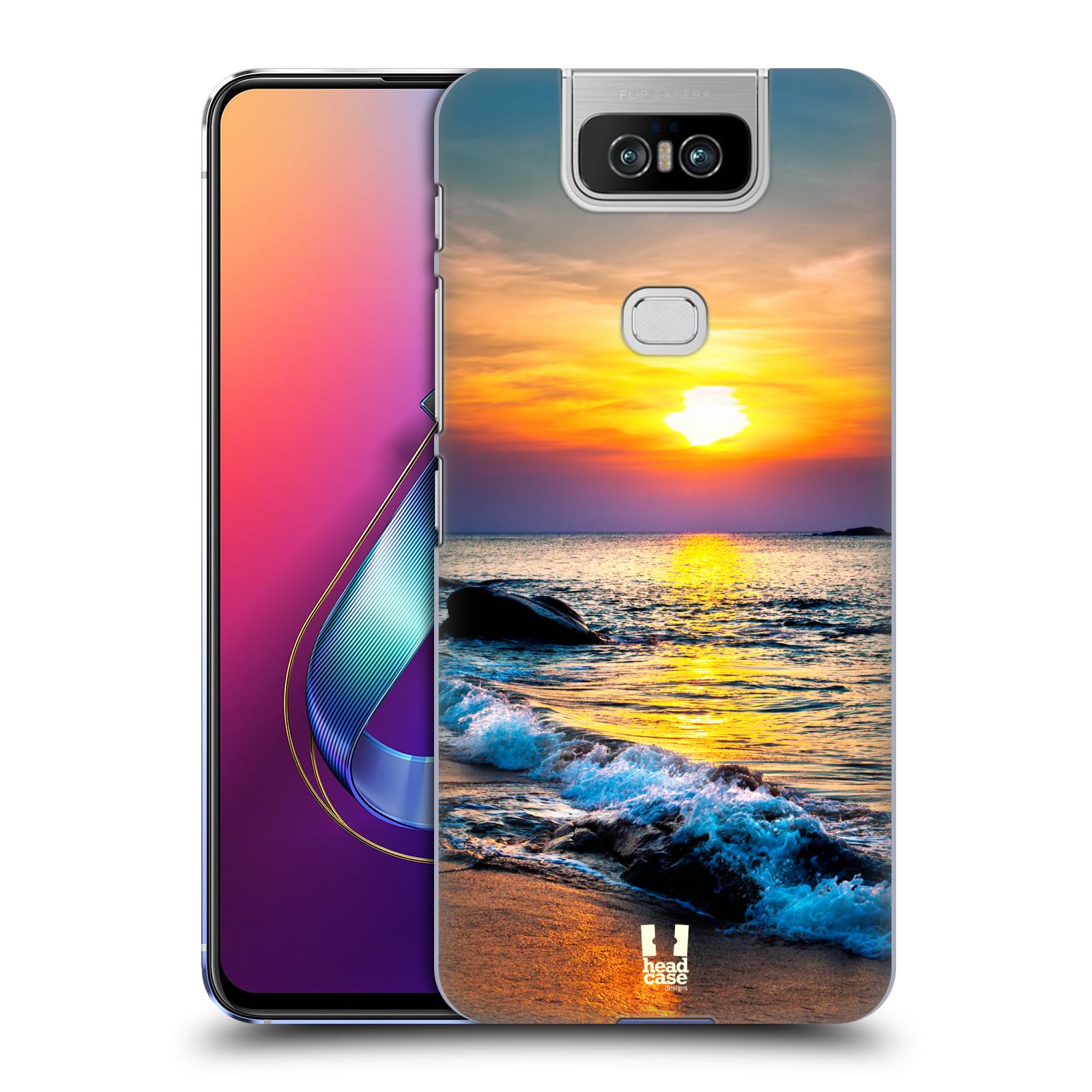 Pouzdro na mobil Asus Zenfone 6 ZS630KL - HEAD CASE - vzor Pláže a Moře barevný západ slunce