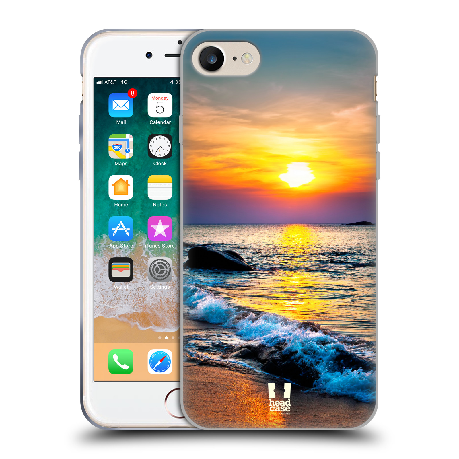 HEAD CASE silikonový obal na mobil Apple Iphone 7 vzor Pláže a Moře barevný západ slunce