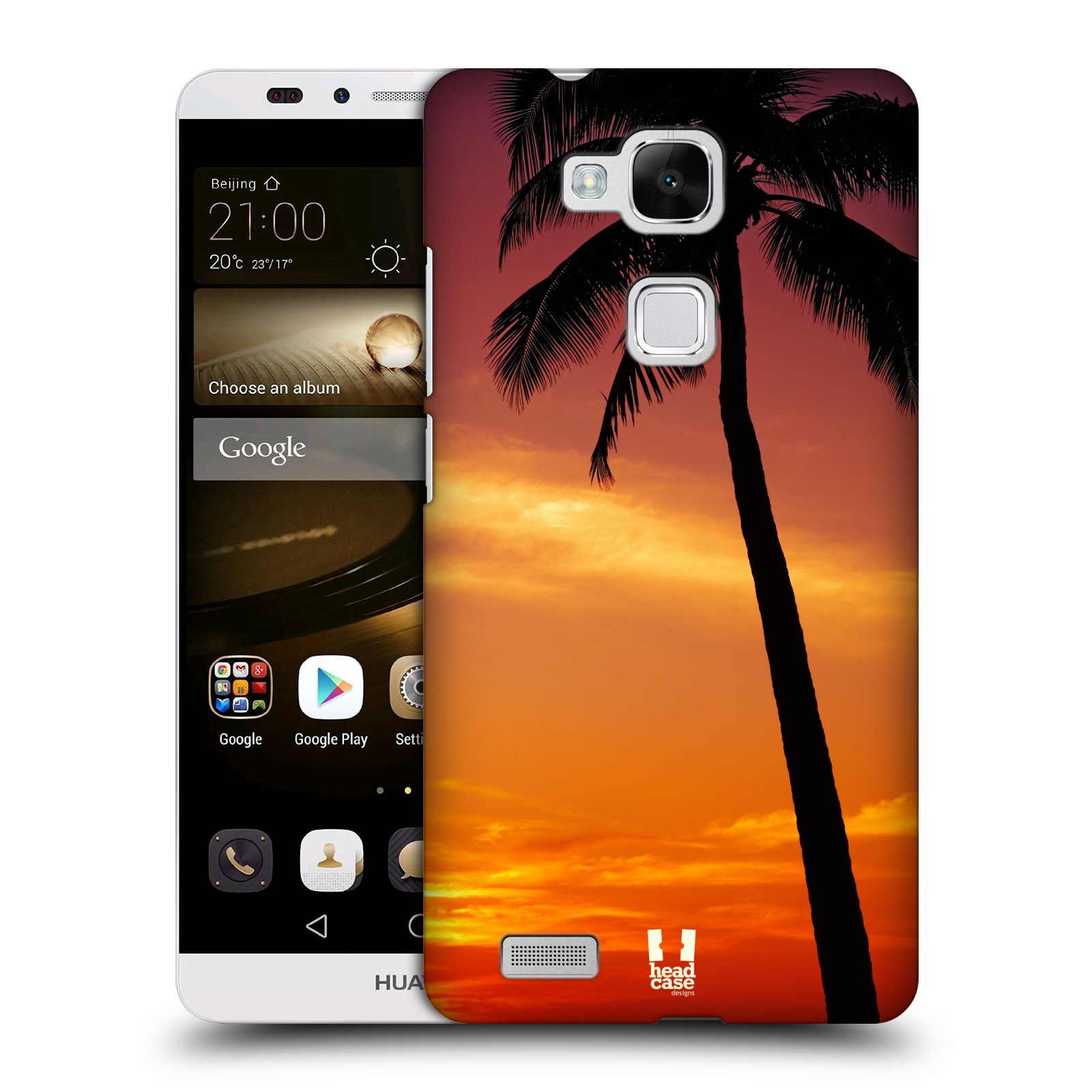 HEAD CASE plastový obal na mobil Huawei Mate 7 vzor Pláže a Moře ZÁPAD SLUNCE PALMA
