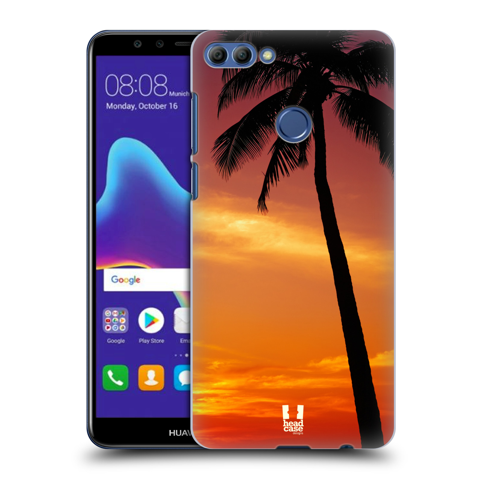 HEAD CASE plastový obal na mobil Huawei Y9 2018 vzor Pláže a Moře ZÁPAD SLUNCE PALMA