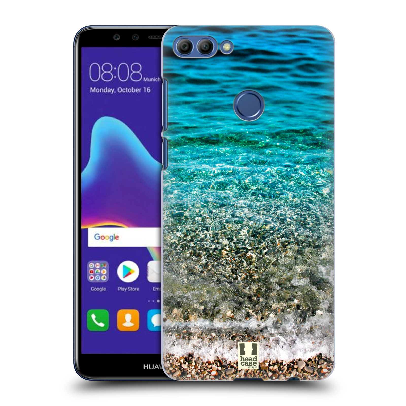 HEAD CASE plastový obal na mobil Huawei Y9 2018 vzor Pláže a Moře PRŮZRAČNÉ MOŘE S OBLÁZKY