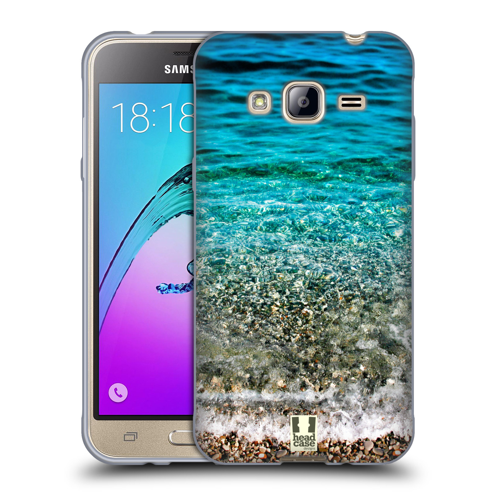 HEAD CASE silikonový obal na mobil Samsung Galaxy J3, J3 2016 vzor Pláže a Moře PRŮZRAČNÉ MOŘE S OBLÁZKY