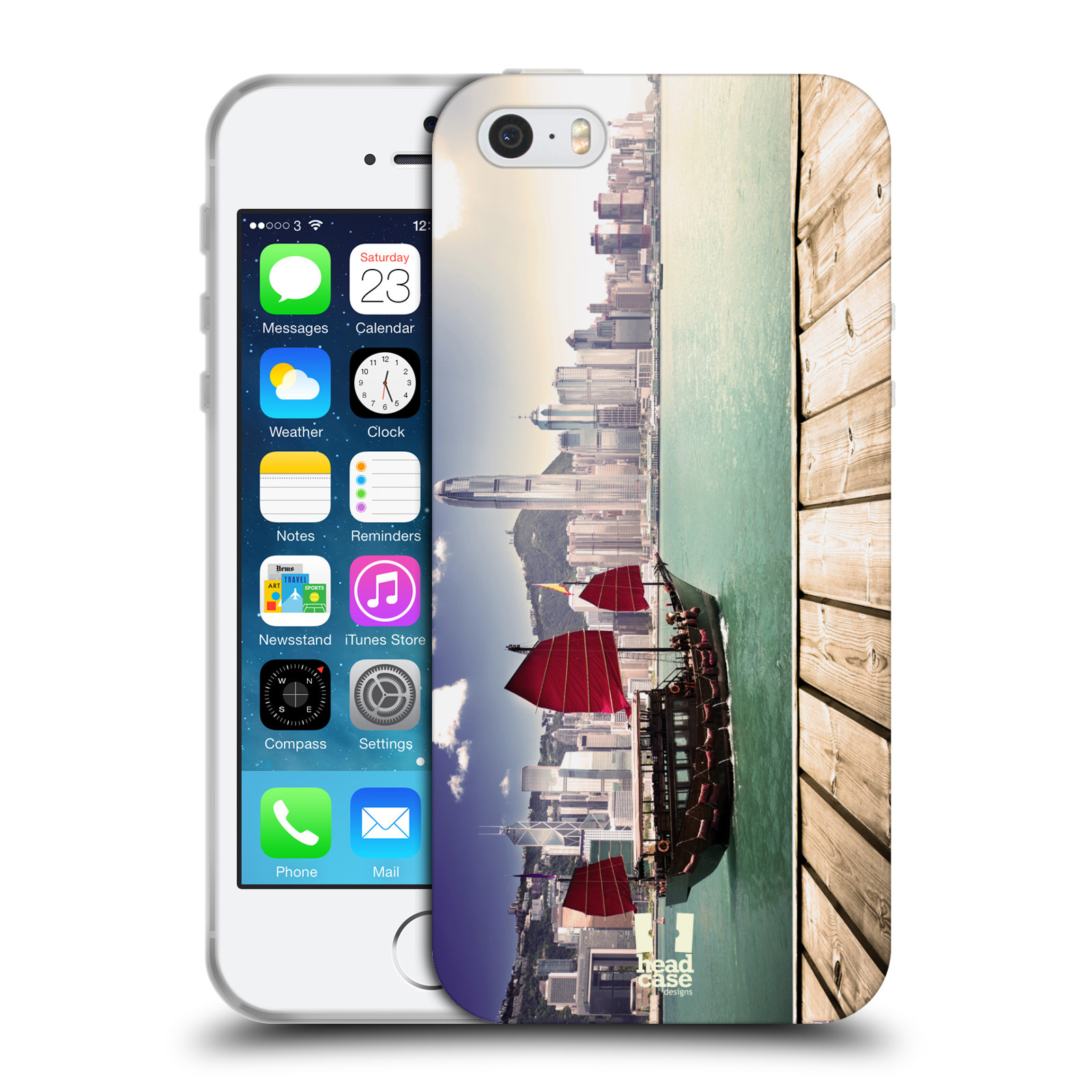 HEAD CASE silikonový obal na mobil Apple Iphone 5/5S vzor Města foto náměstí ČÍNA, HONG KONG, PŘÍSTAV