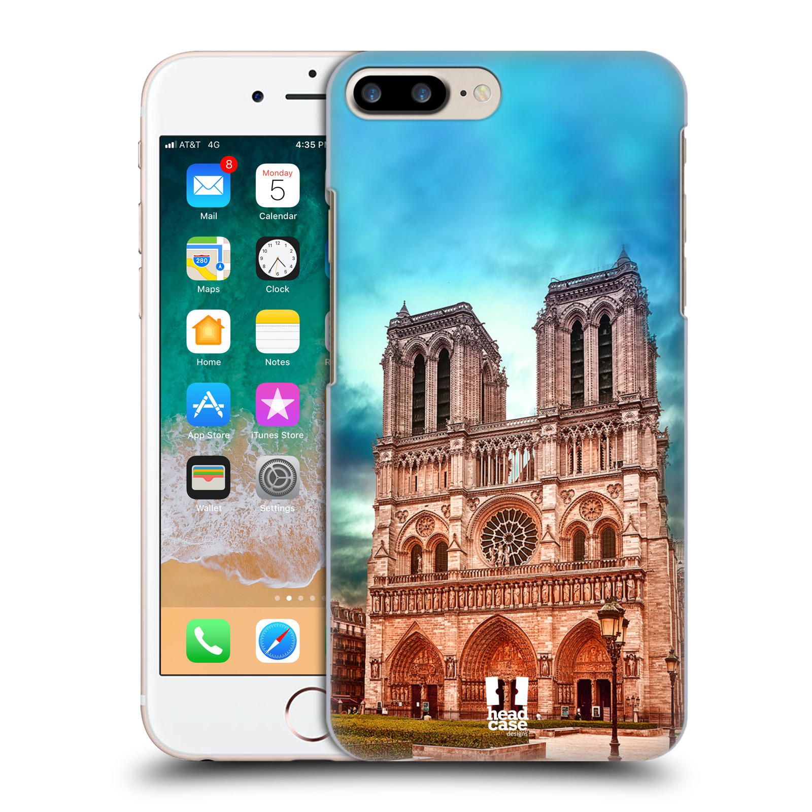 Pouzdro na mobil Apple Iphone 7/8 PLUS - HEAD CASE - historická místa katedrála Notre Dame