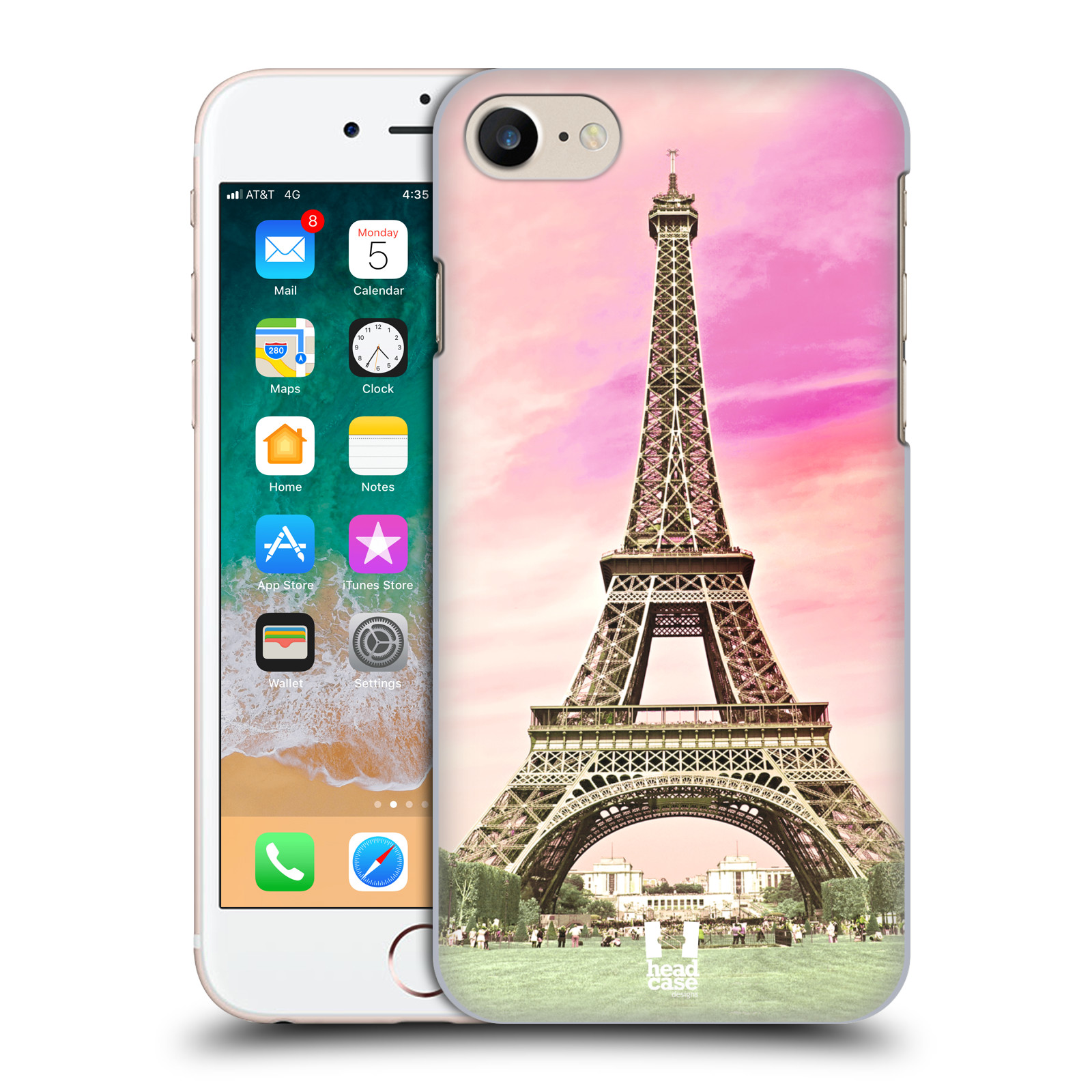 Pouzdro na mobil Apple Iphone 7/8 - HEAD CASE - historická místa Eiffelova věž Paříž