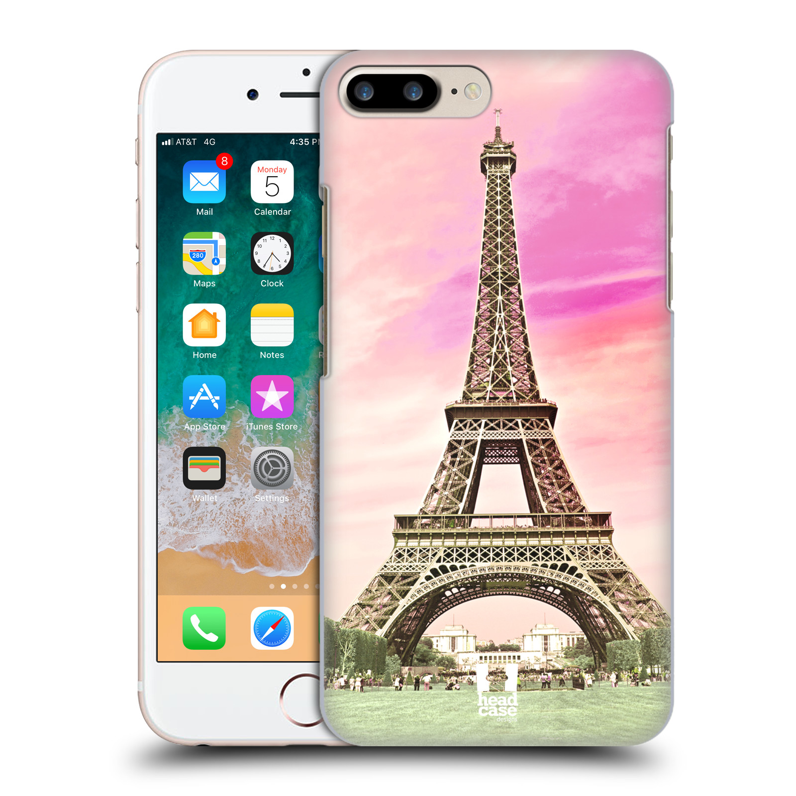 Pouzdro na mobil Apple Iphone 7/8 PLUS - HEAD CASE - historická místa Eiffelova věž Paříž