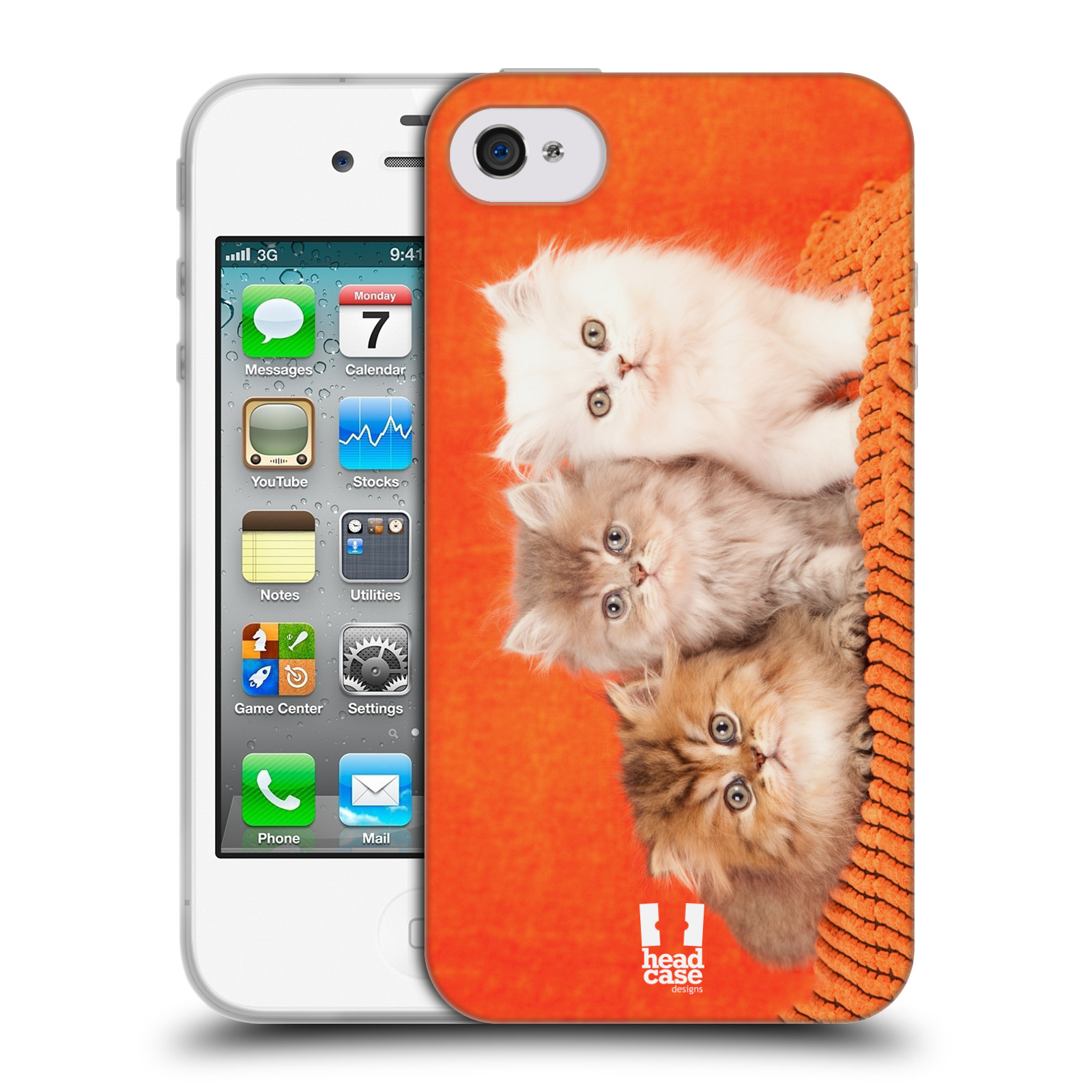 HEAD CASE silikonový obal na mobil Apple Iphone 4/4S vzor Kočičky koťata foto 3 kočky