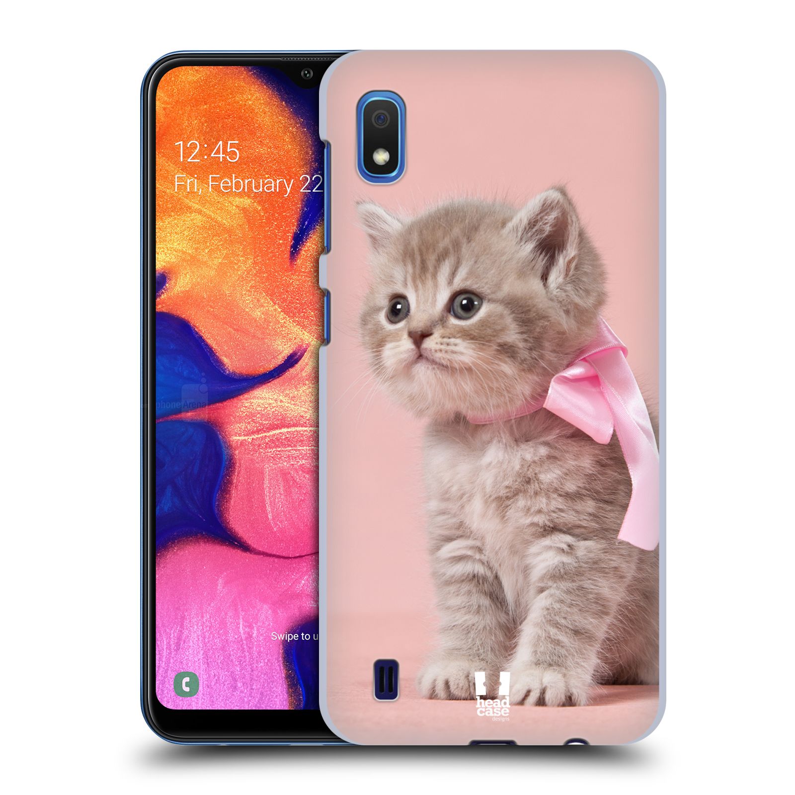 Pouzdro na mobil Samsung Galaxy A10 - HEAD CASE - vzor Kočičky koťata foto kotě s růžovou mašlí