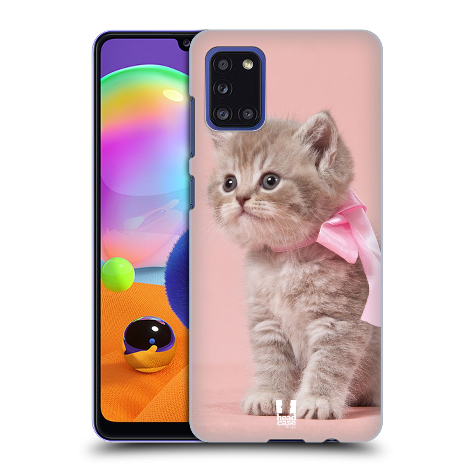 Zadní kryt na mobil Samsung Galaxy A31 vzor Kočičky koťata foto kotě s růžovou mašlí