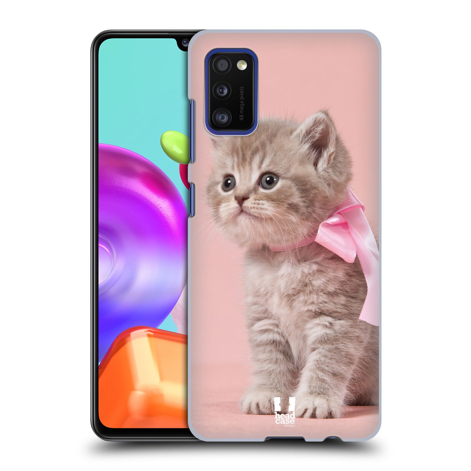 Zadní kryt na mobil Samsung Galaxy A41 vzor Kočičky koťata foto kotě s růžovou mašlí
