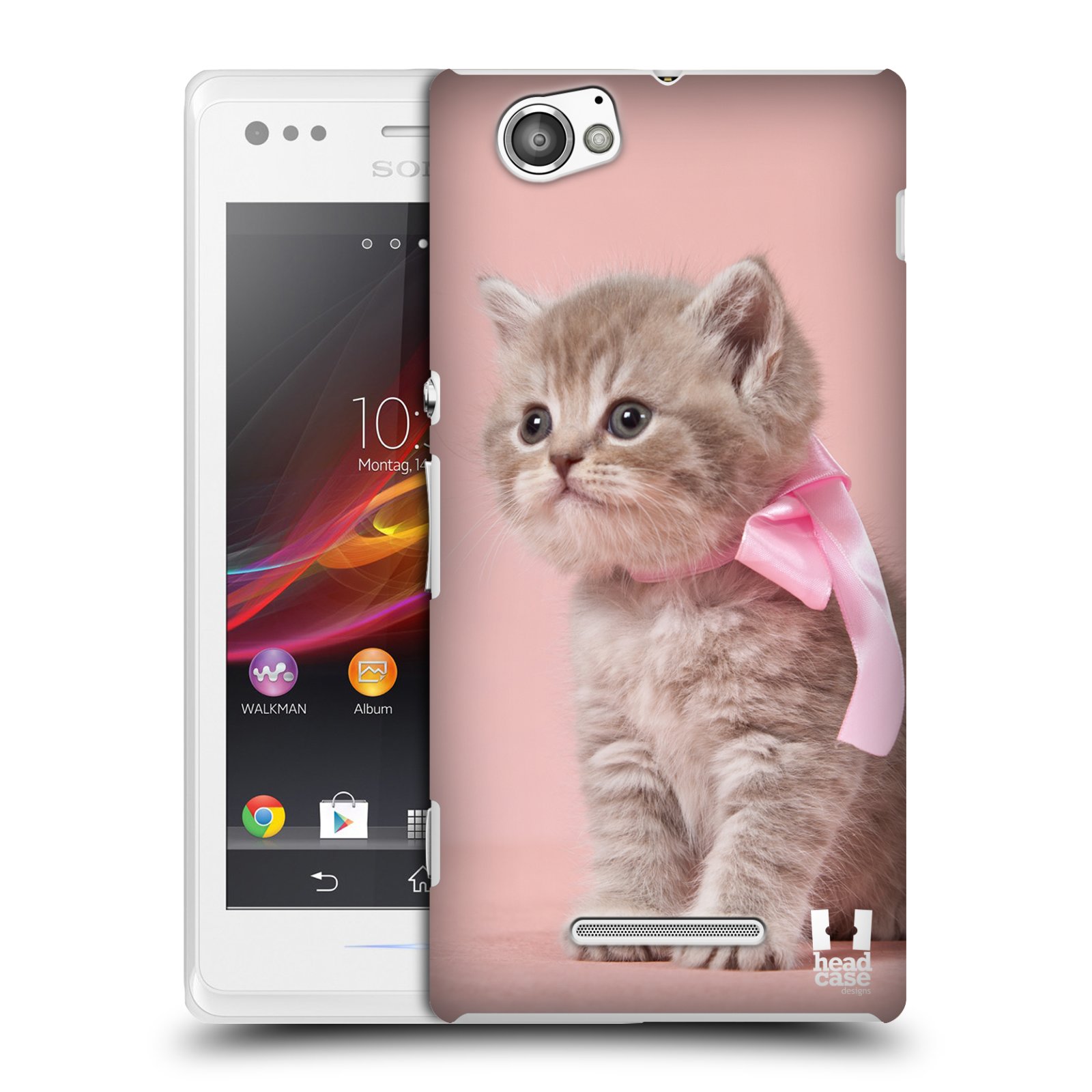 HEAD CASE plastový obal na mobil Sony Xperia M vzor Kočičky koťata foto kotě s růžovou mašlí