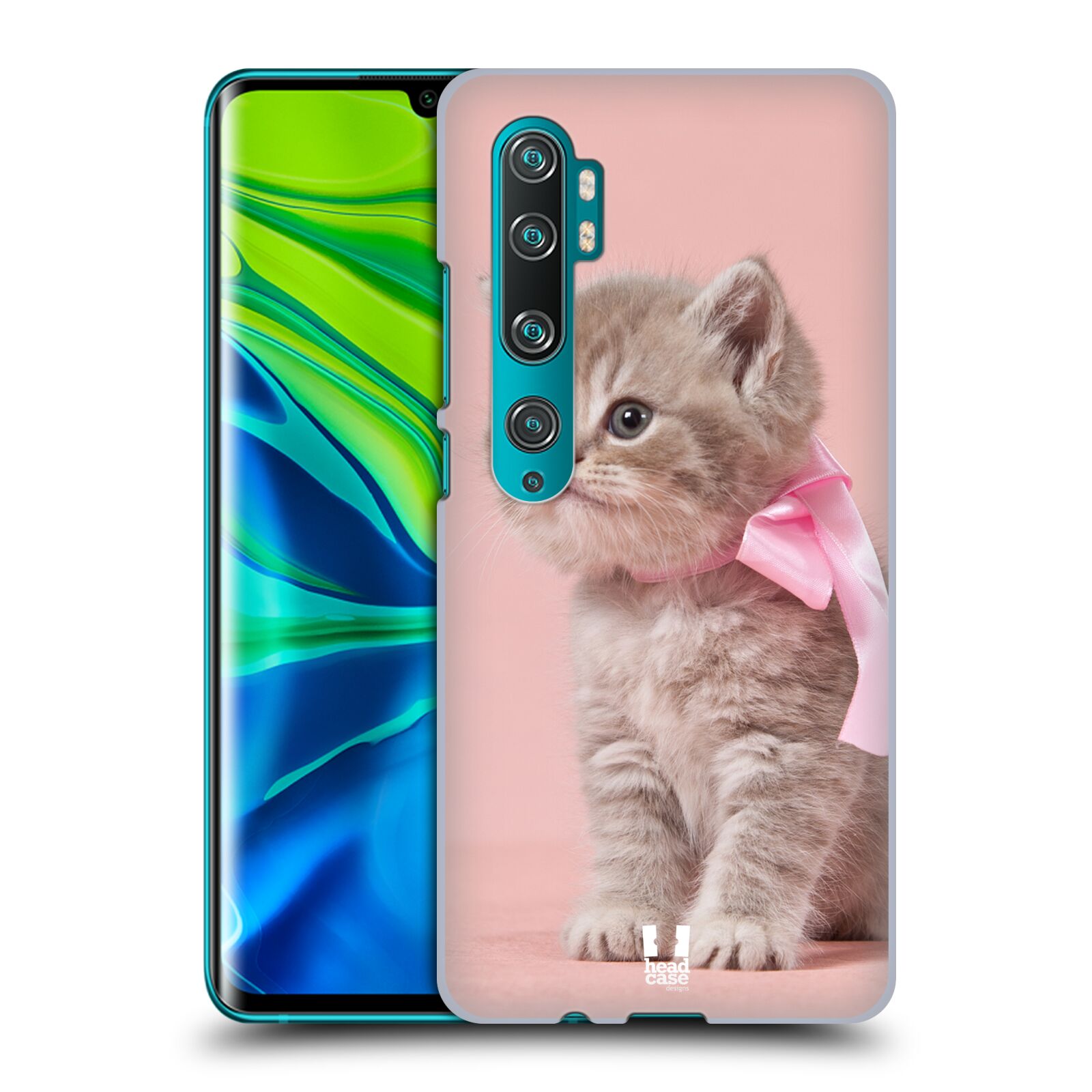 Pouzdro na mobil Xiaomi Mi Note 10 / Mi Note 10 PRO - HEAD CASE - vzor Kočičky koťata foto kotě s růžovou mašlí