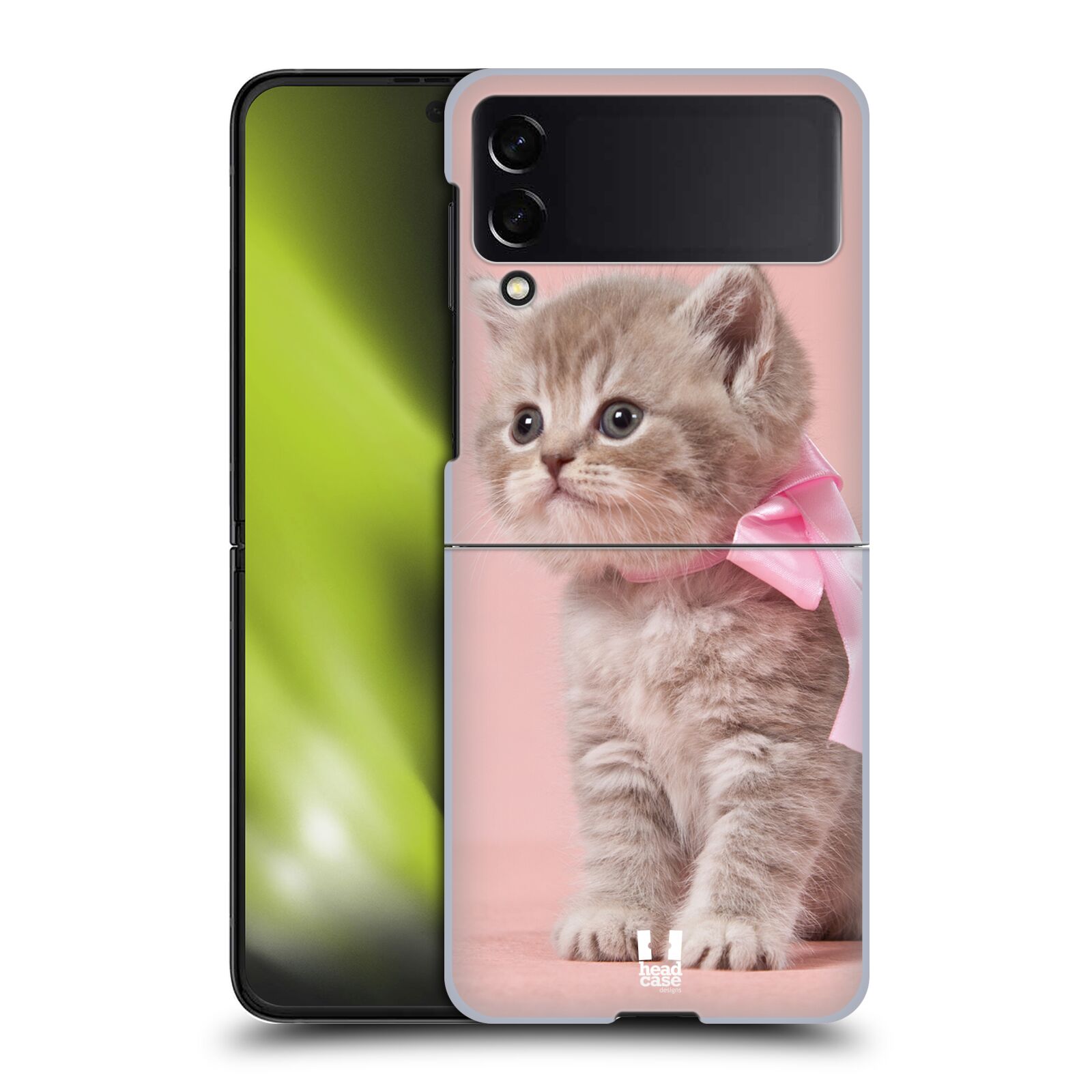 Plastový obal HEAD CASE na mobil Samsung Galaxy Z Flip 4 vzor Kočičky koťata foto kotě s růžovou mašlí