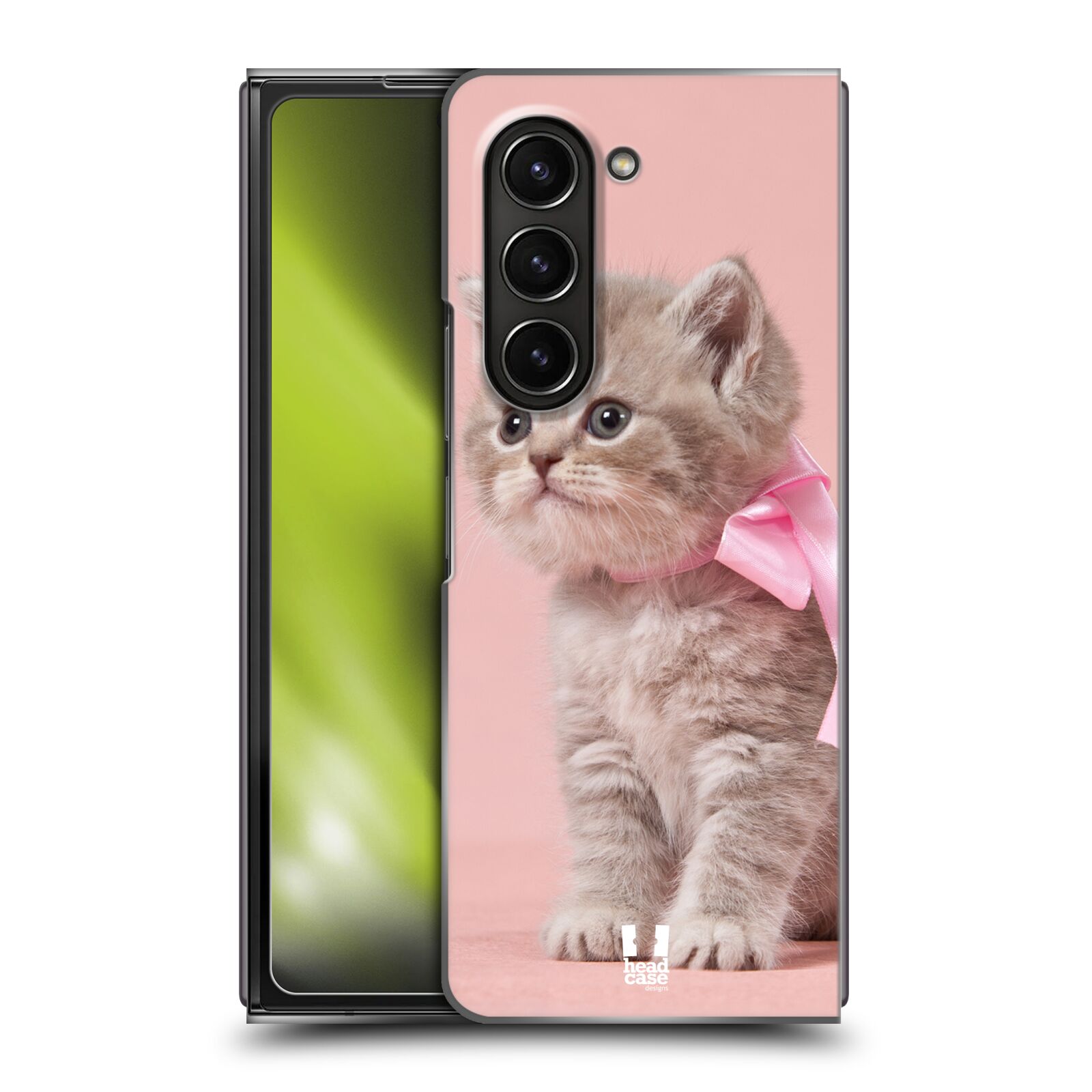Plastový obal HEAD CASE na mobil Samsung Galaxy Z Fold 5 vzor Kočičky koťata foto kotě s růžovou mašlí
