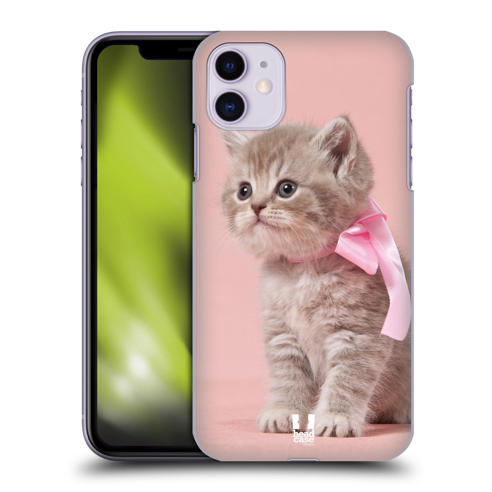 Pouzdro na mobil Apple Iphone 11 - HEAD CASE - vzor Kočičky koťata foto kotě s růžovou mašlí