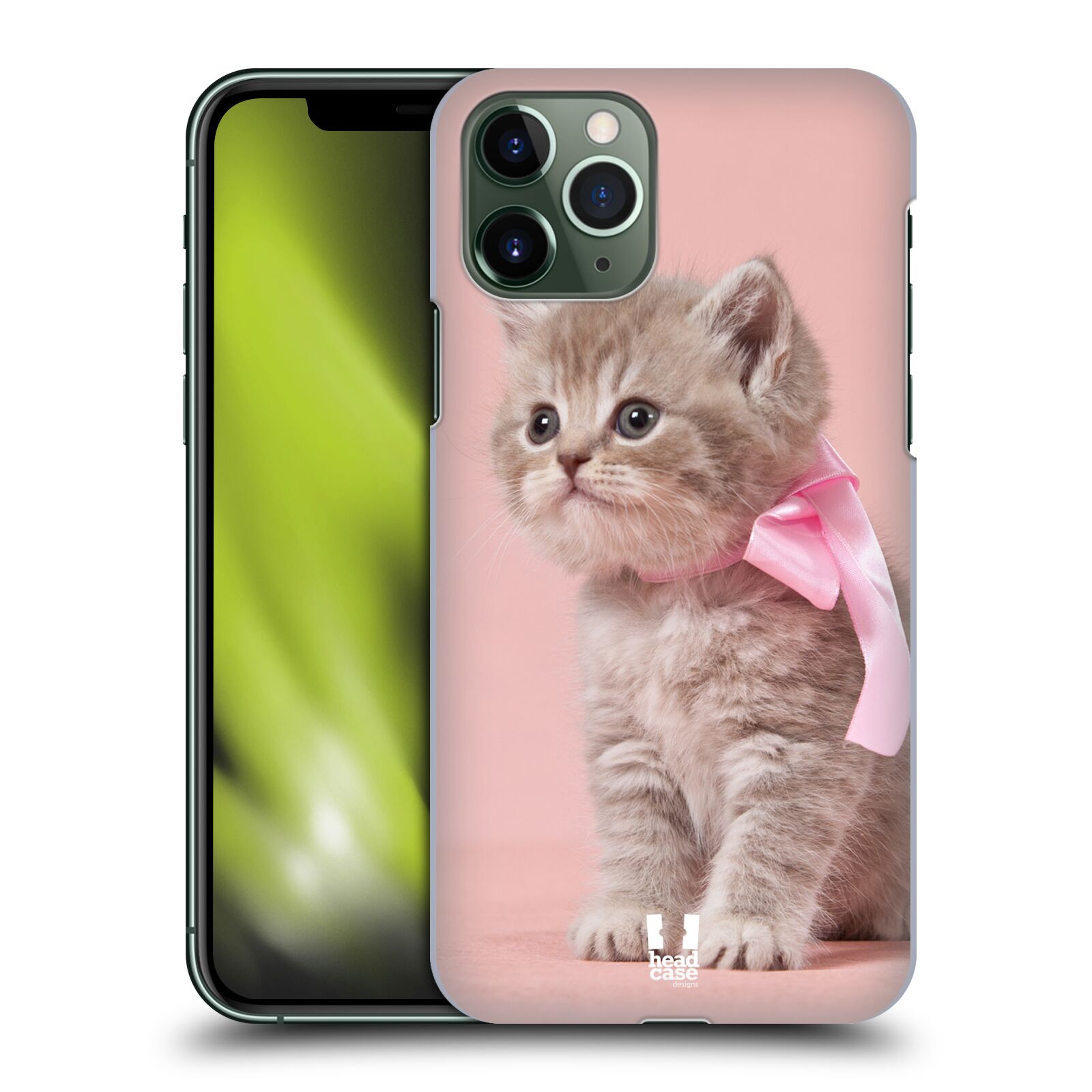 Pouzdro na mobil Apple Iphone 11 PRO - HEAD CASE - vzor Kočičky koťata foto kotě s růžovou mašlí