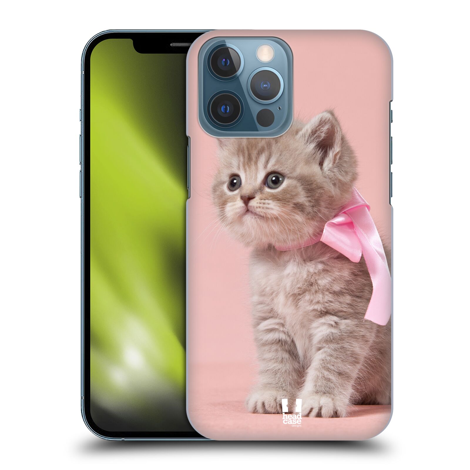 Plastový obal HEAD CASE na mobil Apple Iphone 13 PRO MAX vzor Kočičky koťata foto kotě s růžovou mašlí