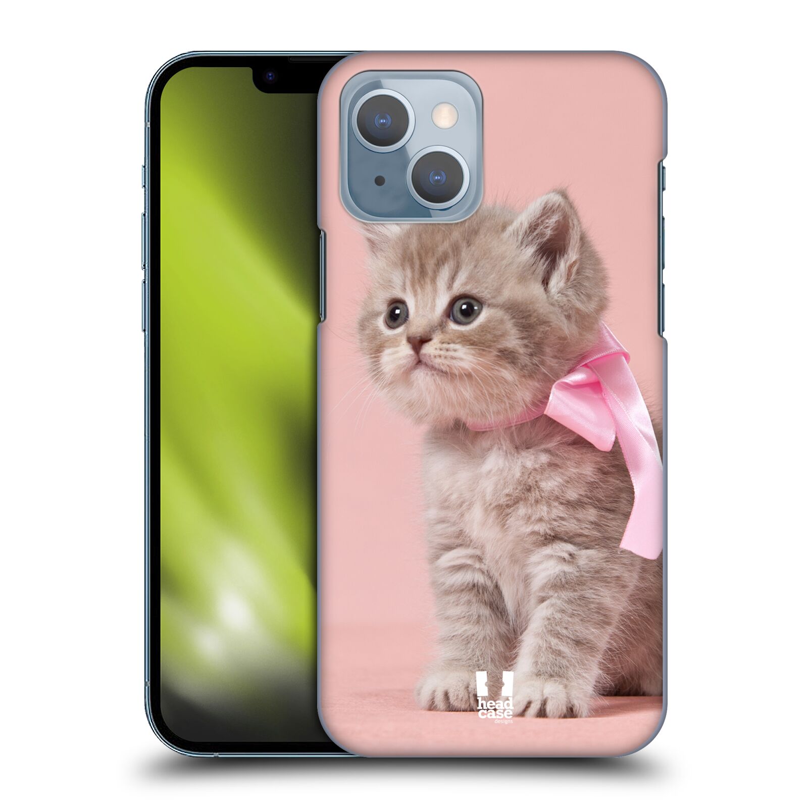 Plastový obal HEAD CASE na mobil Apple Iphone 14 vzor Kočičky koťata foto kotě s růžovou mašlí