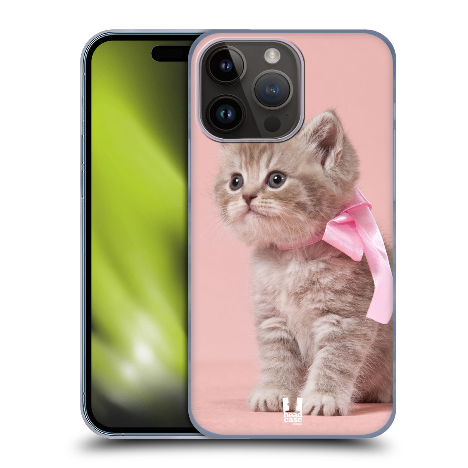 Plastový obal HEAD CASE na mobil Apple Iphone 15 PRO MAX vzor Kočičky koťata foto kotě s růžovou mašlí