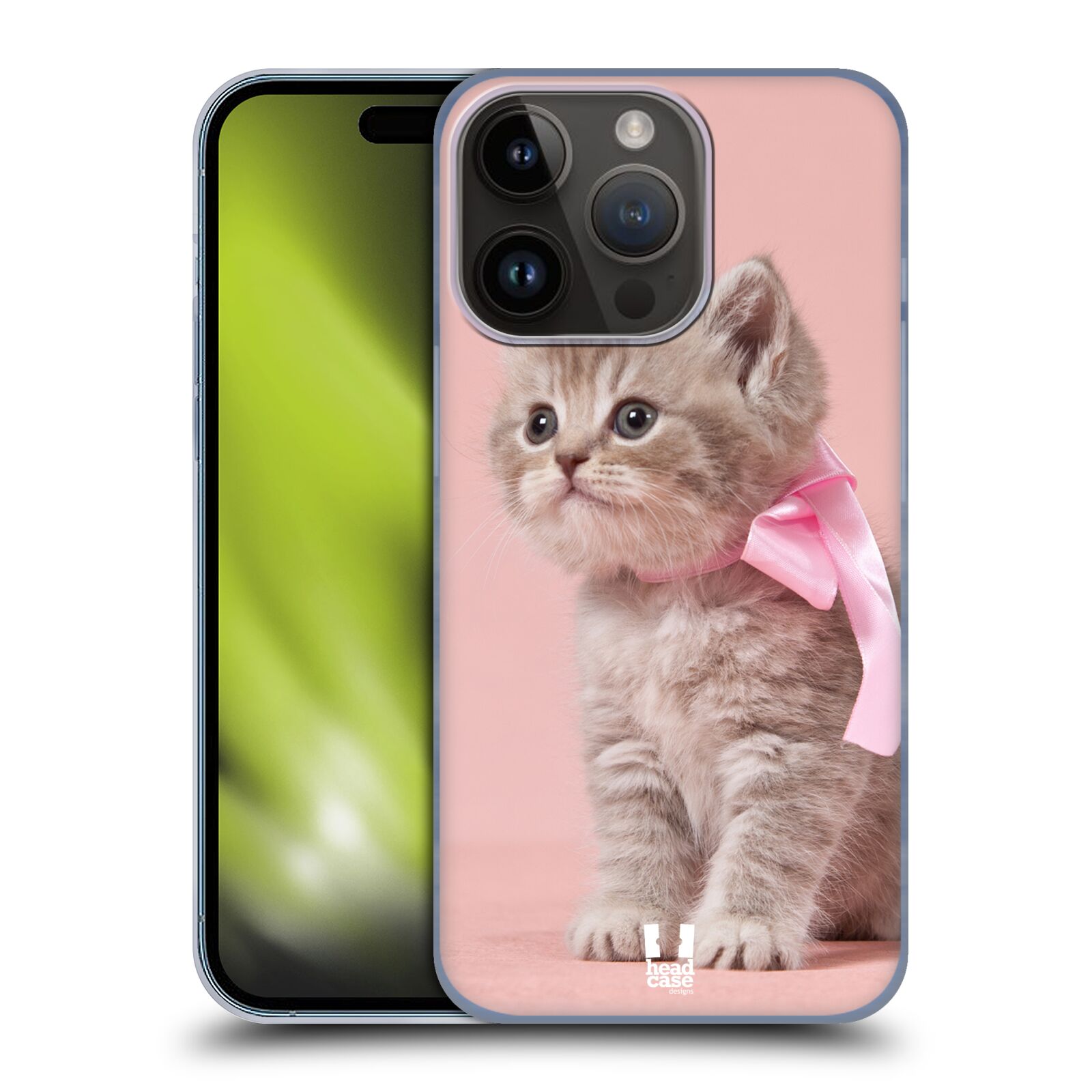 Plastový obal HEAD CASE na mobil Apple Iphone 15 Pro vzor Kočičky koťata foto kotě s růžovou mašlí
