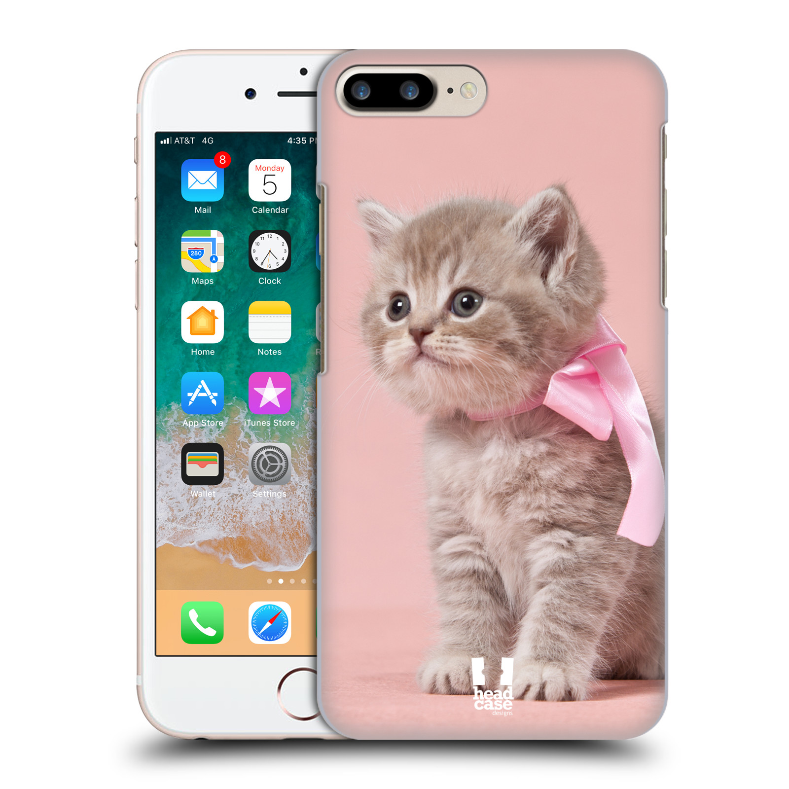 HEAD CASE plastový obal na mobil Apple Iphone 7 PLUS vzor Kočičky koťata foto kotě s růžovou mašlí