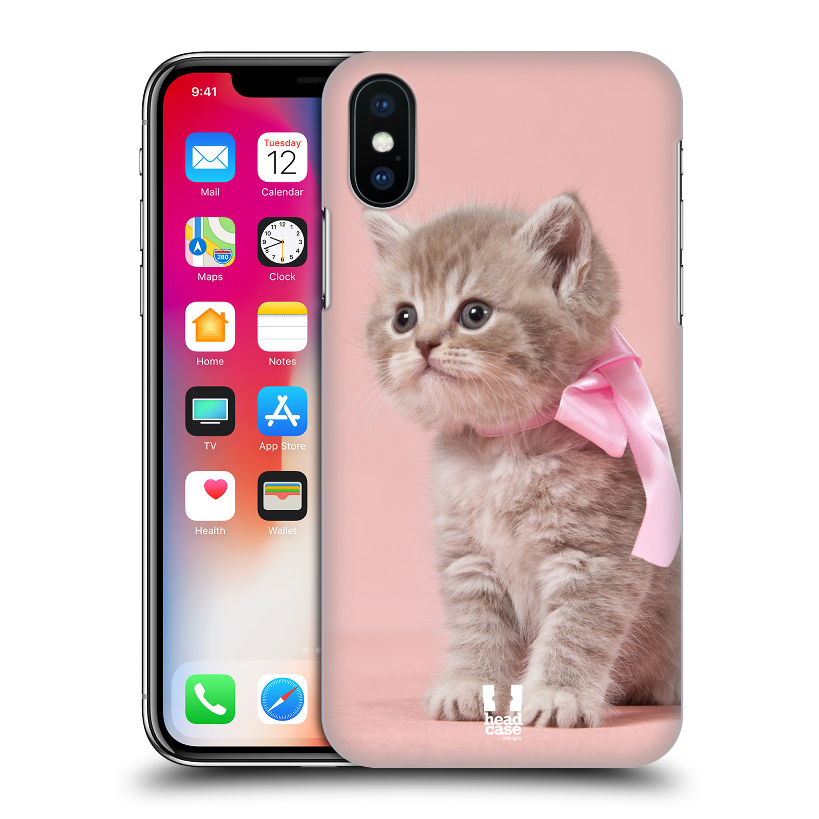 HEAD CASE plastový obal na mobil Apple Iphone X / XS vzor Kočičky koťata foto kotě s růžovou mašlí