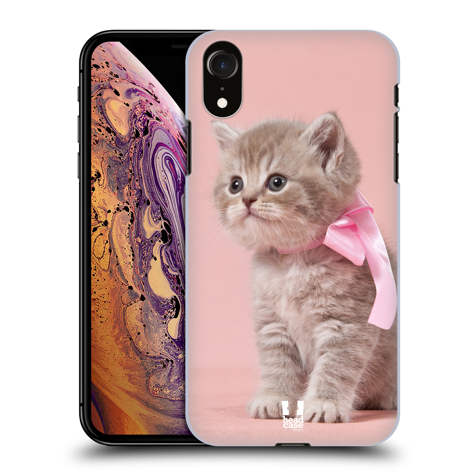 HEAD CASE plastový obal na mobil Apple Iphone XR vzor Kočičky koťata foto kotě s růžovou mašlí