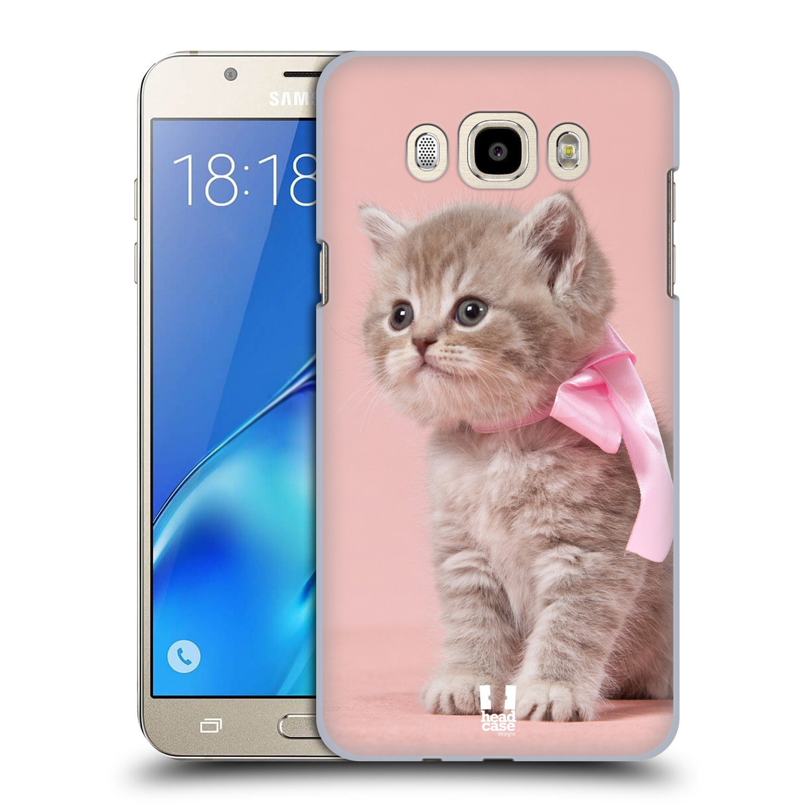 HEAD CASE plastový obal na mobil SAMSUNG Galaxy J7 (2016) J710 / J7 2016 DUAL SIM vzor Kočičky koťata foto kotě s růžovou mašlí