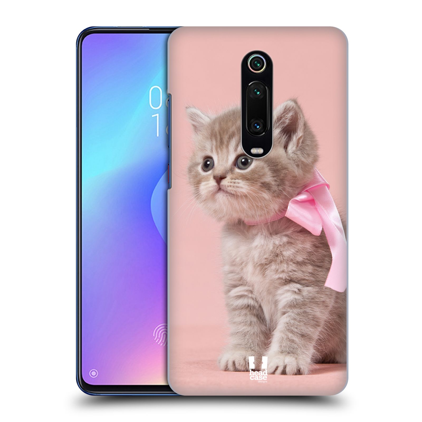 Plastový obal HEAD CASE na mobil Xiaomi Mi 9T vzor Kočičky koťata foto kotě s růžovou mašlí
