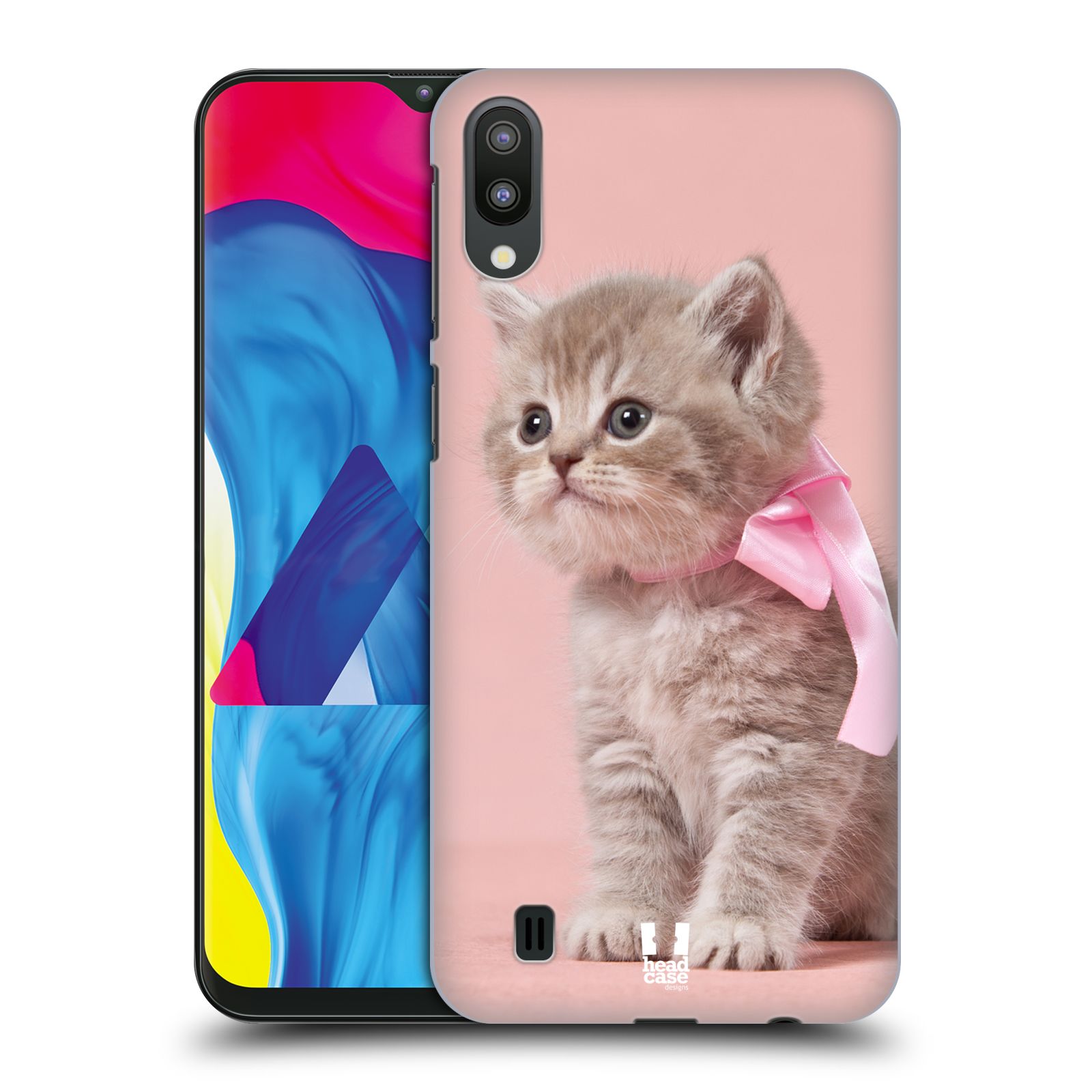Plastový obal HEAD CASE na mobil Samsung Galaxy M10 vzor Kočičky koťata foto kotě s růžovou mašlí