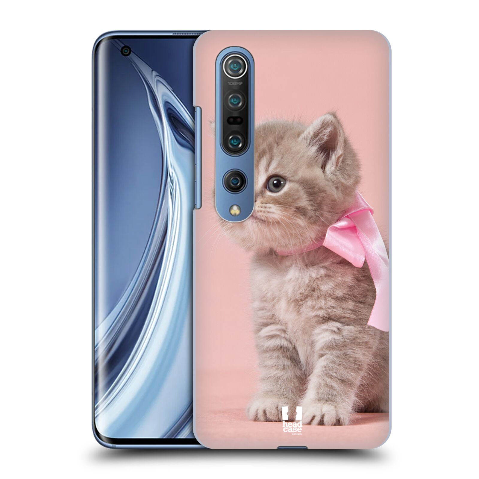 HEAD CASE plastový obal na mobil Xiaomi Mi 10 vzor Kočičky koťata foto kotě s růžovou mašlí