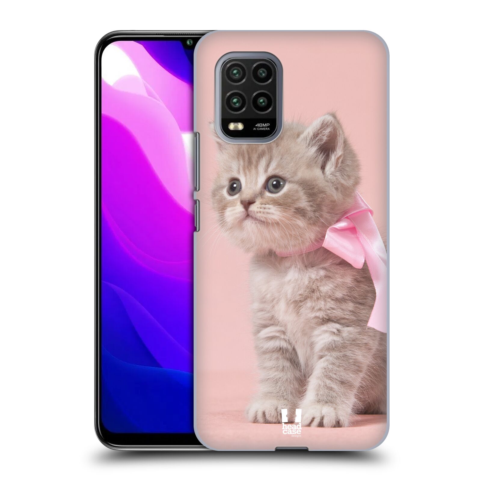 Zadní kryt, obal na mobil Xiaomi Mi 10 LITE vzor Kočičky koťata foto kotě s růžovou mašlí