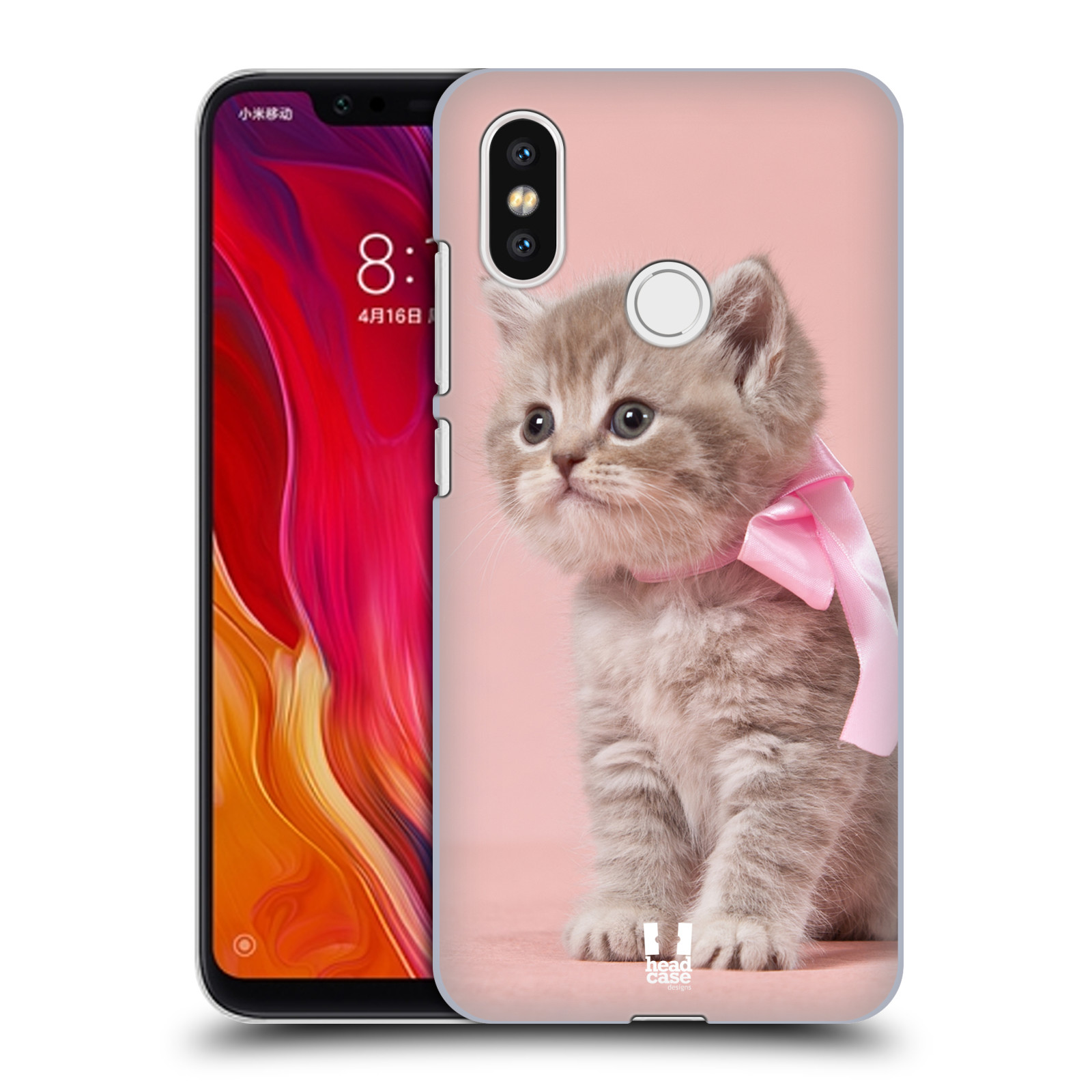 HEAD CASE plastový obal na mobil Xiaomi Mi 8 vzor Kočičky koťata foto kotě s růžovou mašlí