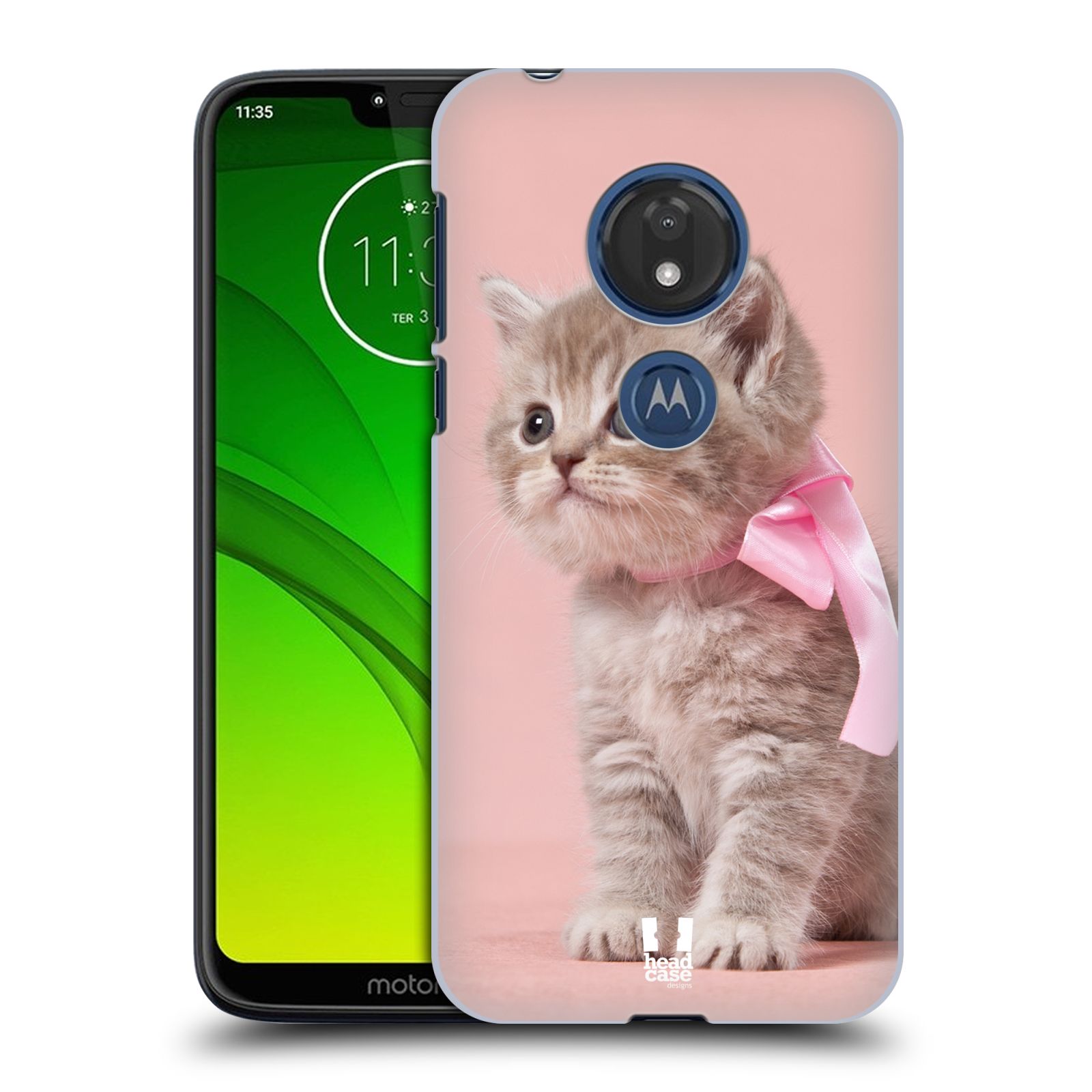 Pouzdro na mobil Motorola Moto G7 Play vzor Kočičky koťata foto kotě s růžovou mašlí