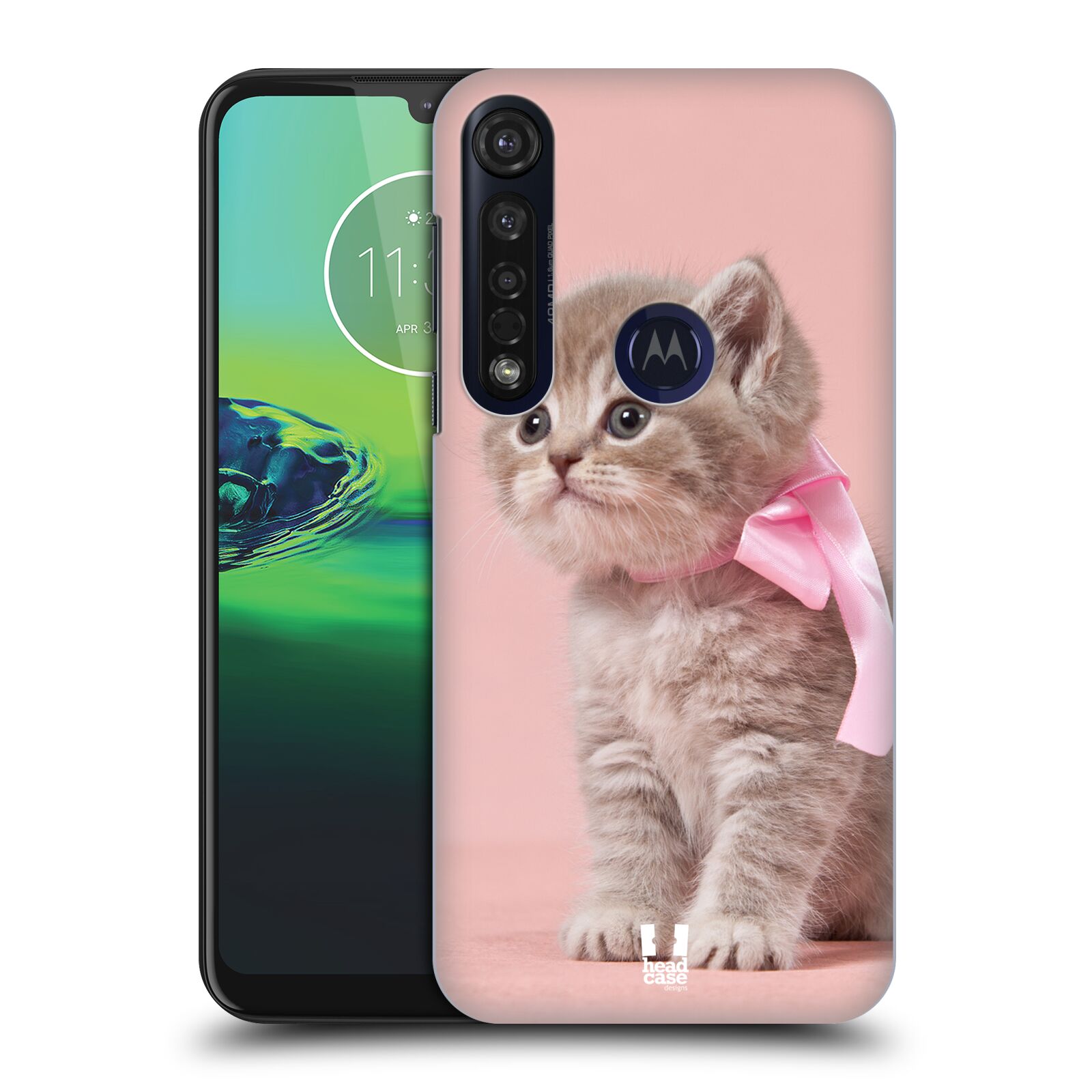 Pouzdro na mobil Motorola Moto G8 PLUS - HEAD CASE - vzor Kočičky koťata foto kotě s růžovou mašlí