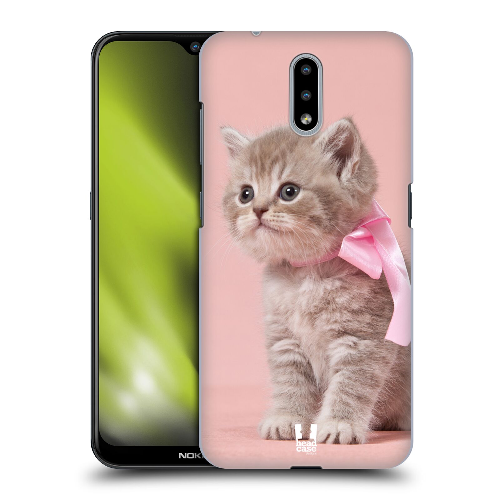 Plastový obal HEAD CASE na mobil Nokia 2.3 vzor Kočičky koťata foto kotě s růžovou mašlí
