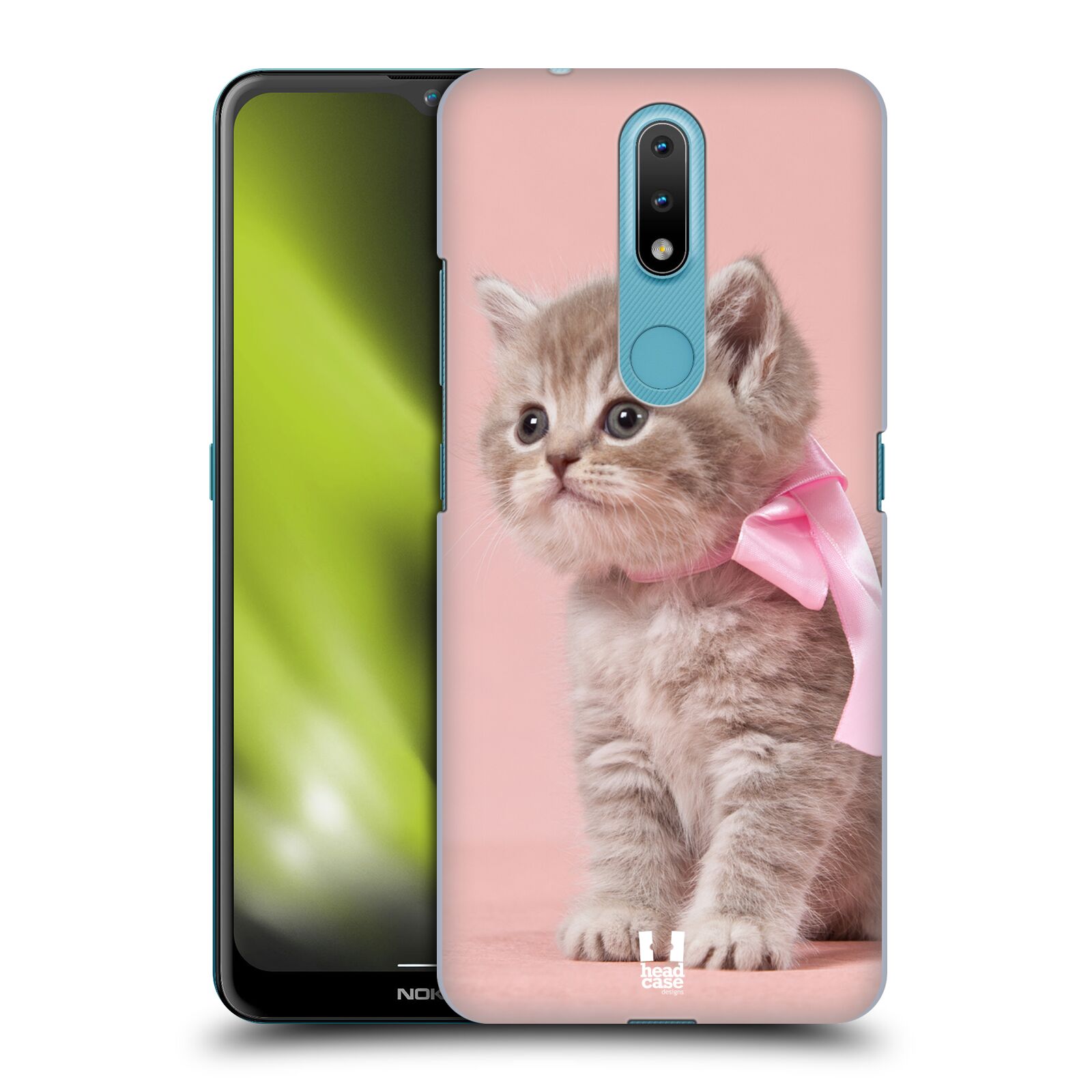 Plastový obal HEAD CASE na mobil Nokia 2.4 vzor Kočičky koťata foto kotě s růžovou mašlí