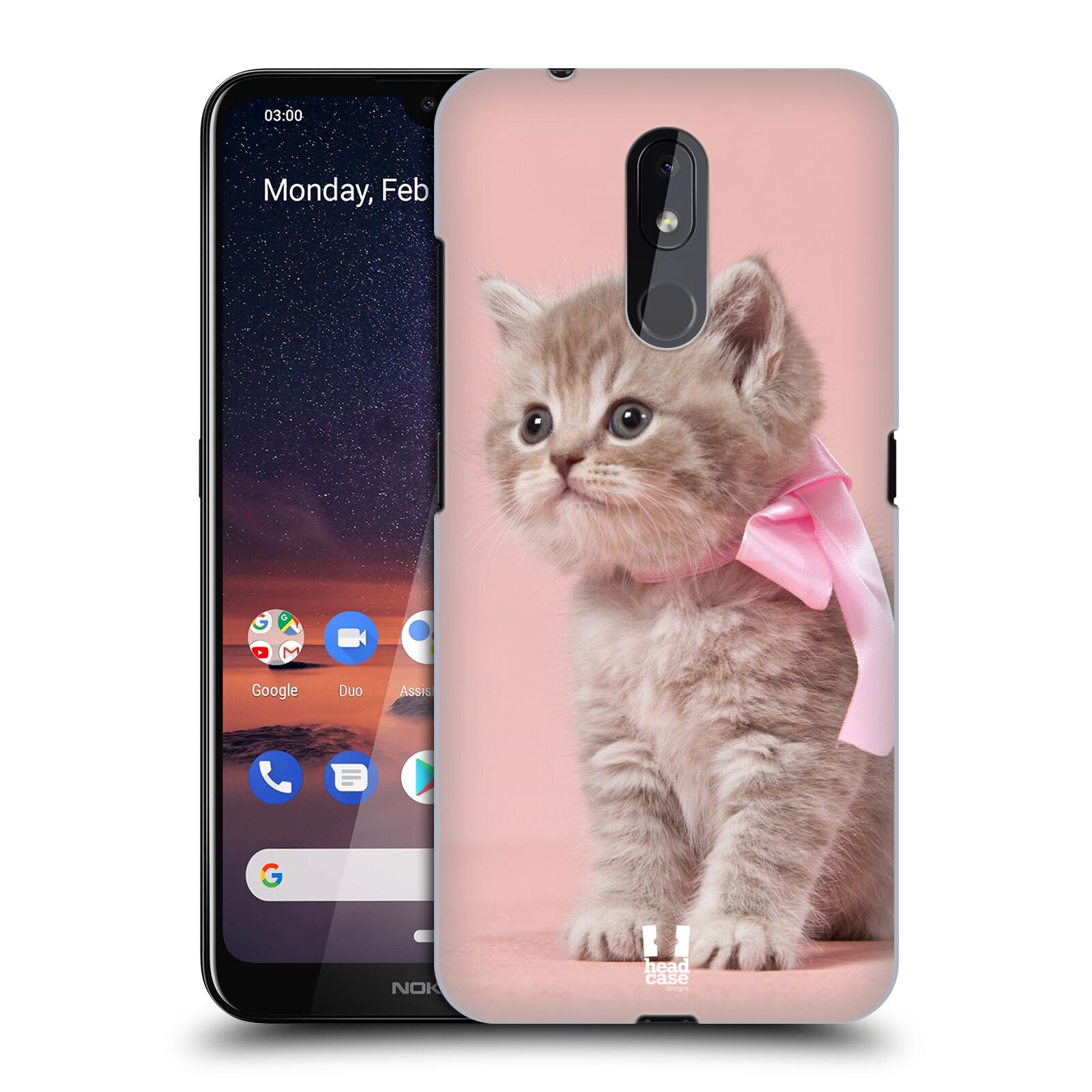 Pouzdro na mobil Nokia 3.2 - HEAD CASE - vzor Kočičky koťata foto kotě s růžovou mašlí