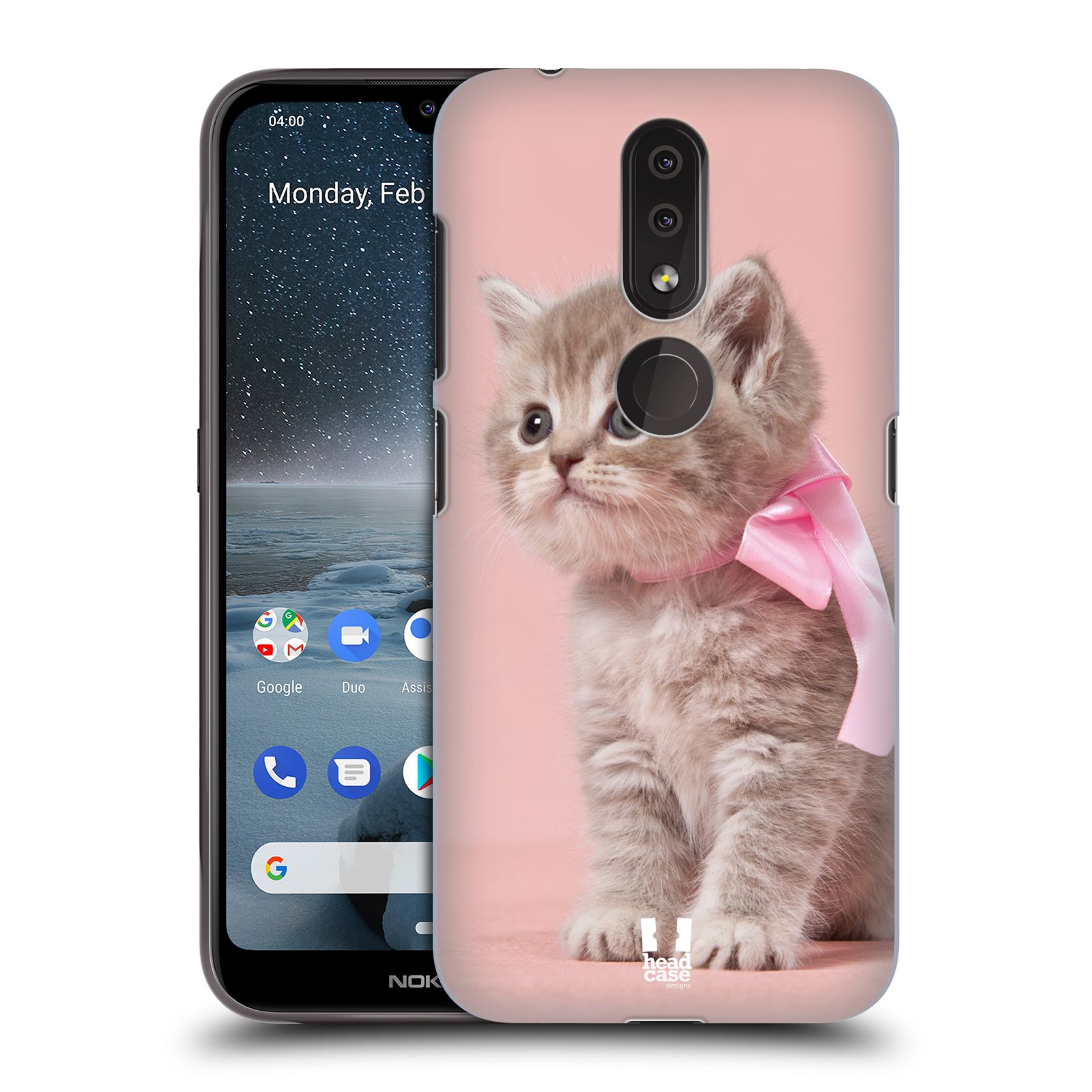 Pouzdro na mobil Nokia 4.2 - HEAD CASE - vzor Kočičky koťata foto kotě s růžovou mašlí