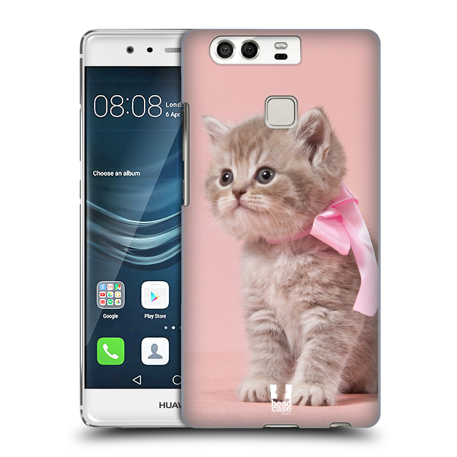 HEAD CASE plastový obal na mobil Huawei P9 / P9 DUAL SIM vzor Kočičky koťata foto kotě s růžovou mašlí