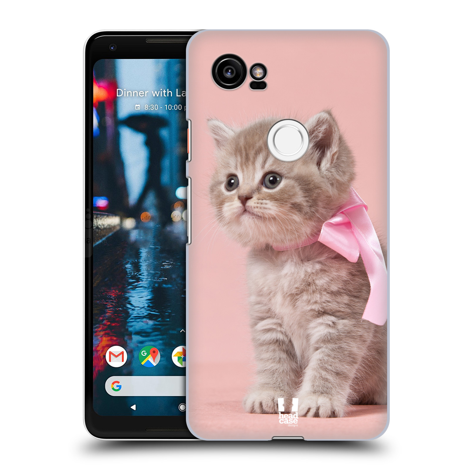 HEAD CASE plastový obal na mobil Google Pixel 2 XL vzor Kočičky koťata foto kotě s růžovou mašlí
