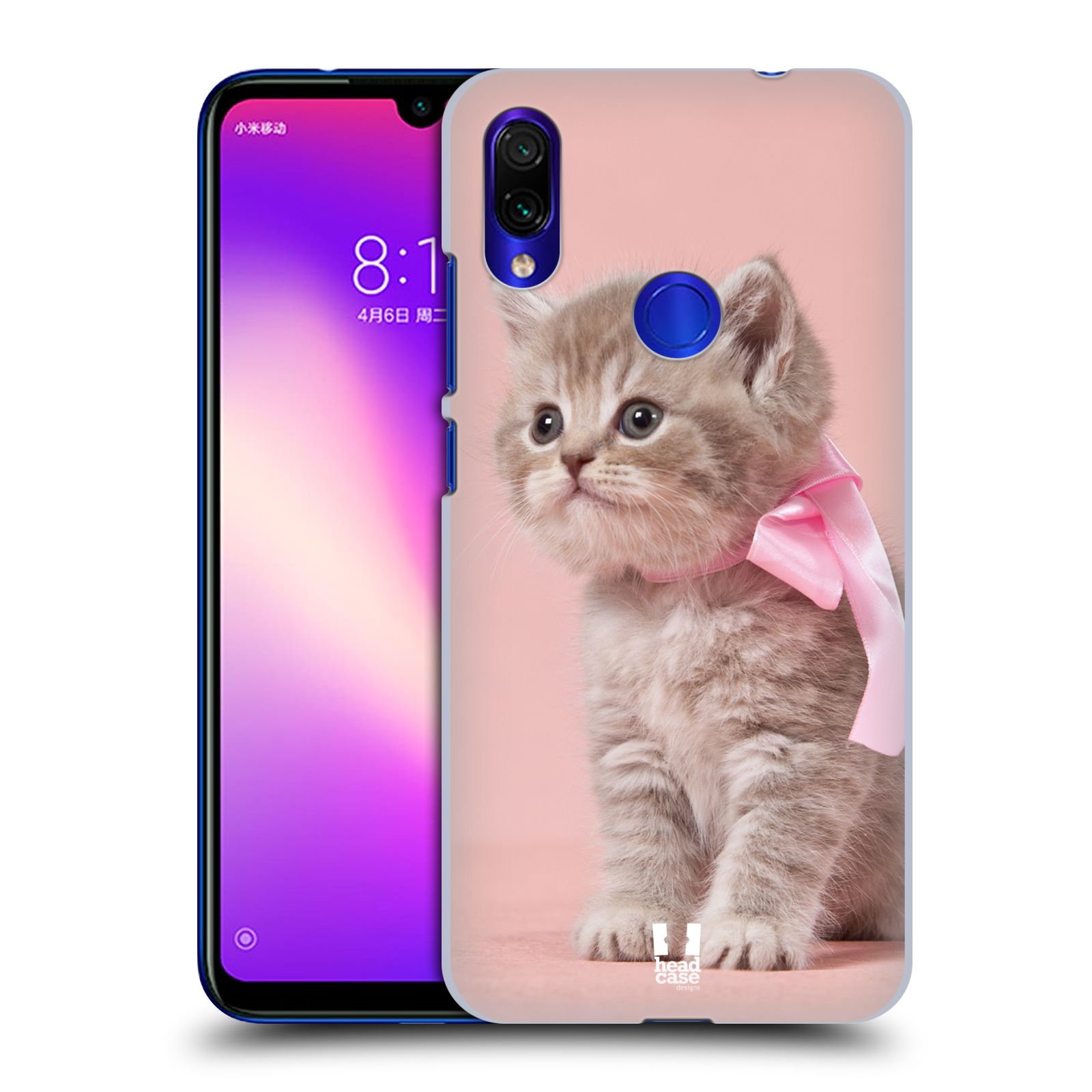 Pouzdro na mobil Xiaomi Redmi Note 7 - Head Case - vzor Kočičky koťata foto kotě s růžovou mašlí