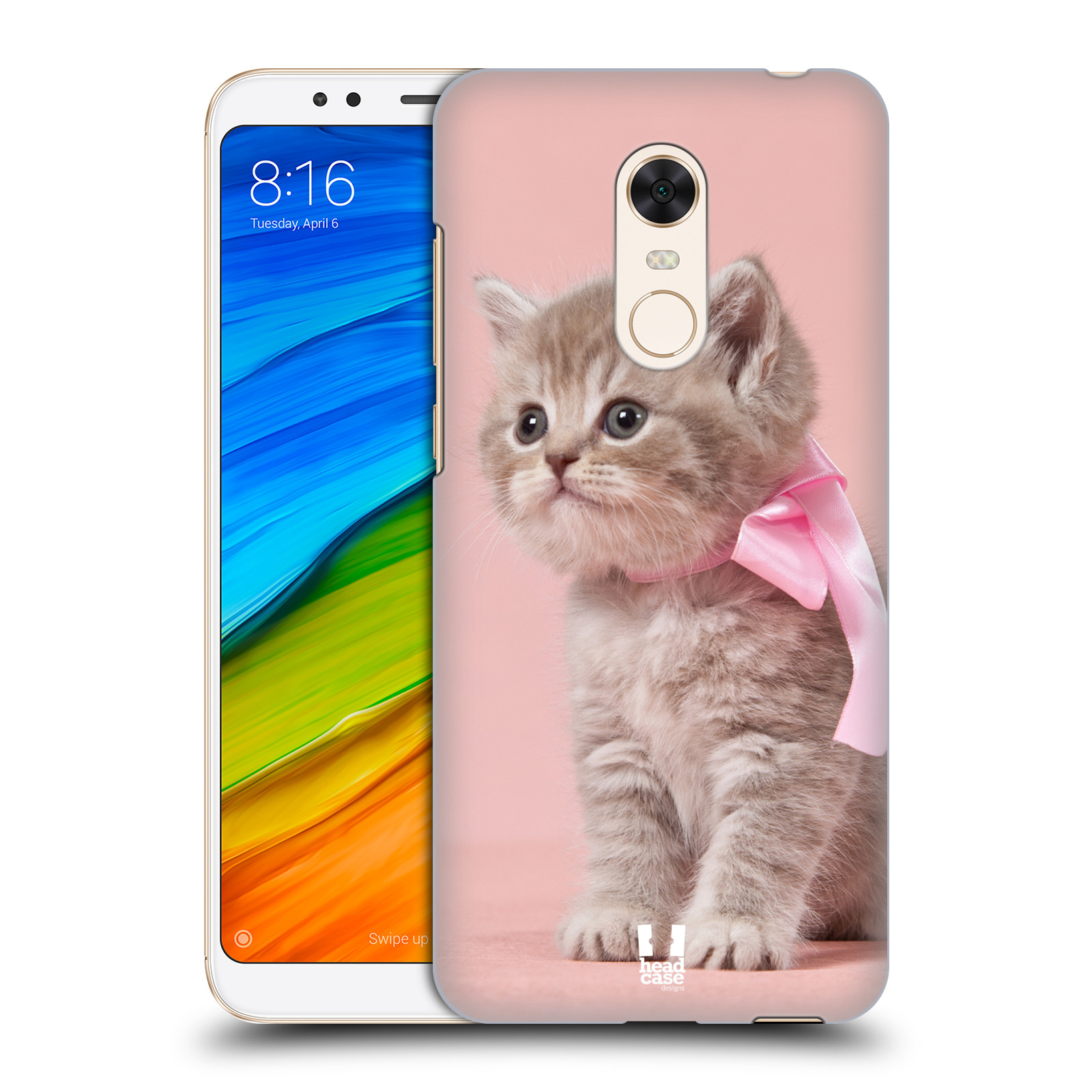 HEAD CASE plastový obal na mobil Xiaomi Redmi 5 PLUS vzor Kočičky koťata foto kotě s růžovou mašlí
