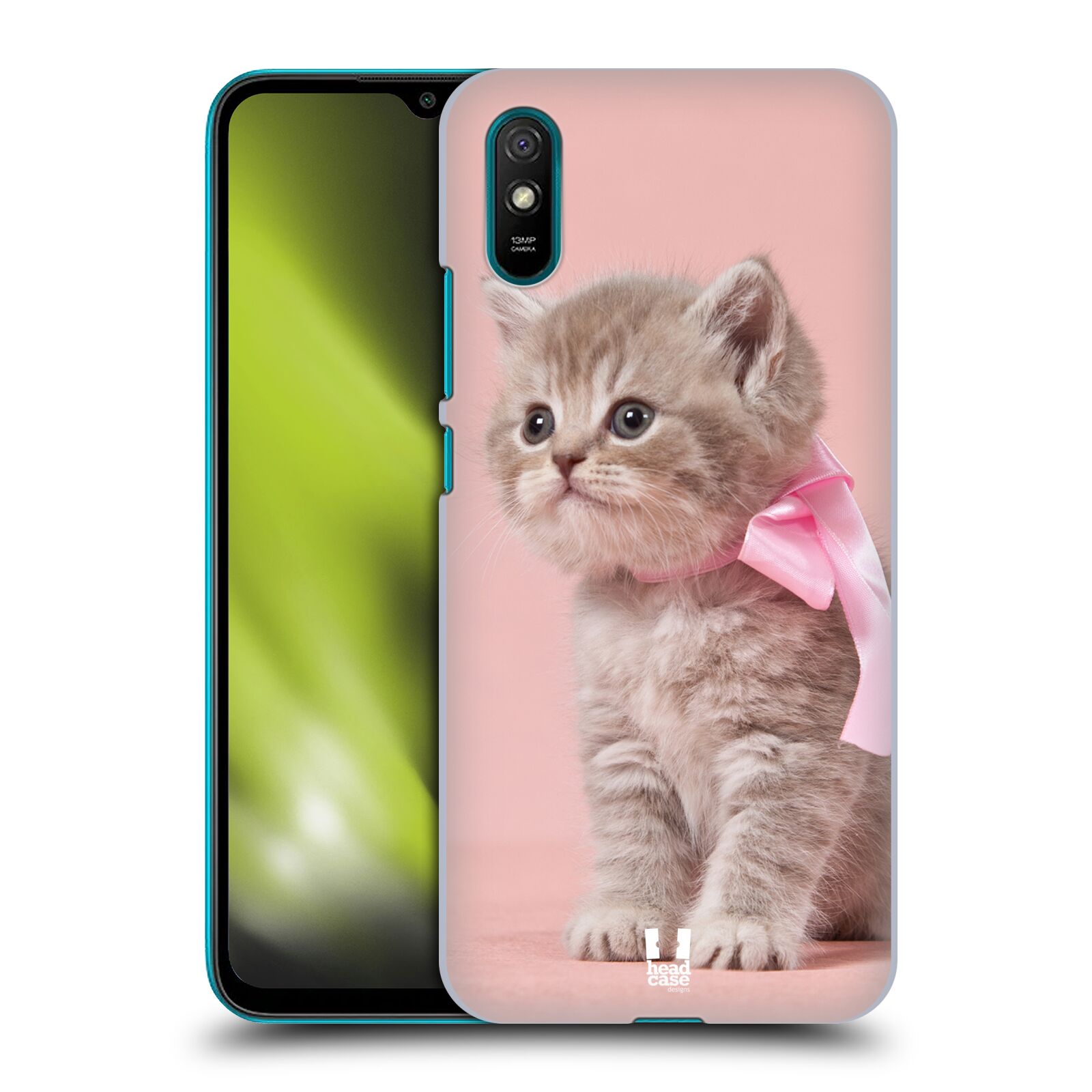 Plastový obal HEAD CASE na mobil Xiaomi Redmi 9A / 9AT vzor Kočičky koťata foto kotě s růžovou mašlí