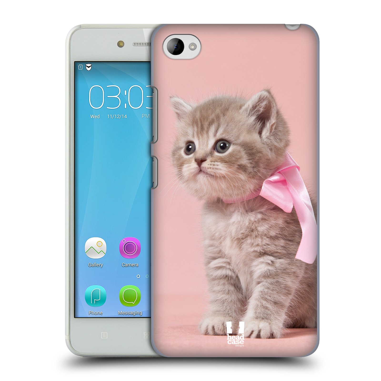 HEAD CASE pevný plastový obal na mobil LENOVO S90 vzor Kočičky koťata foto kotě s růžovou mašlí