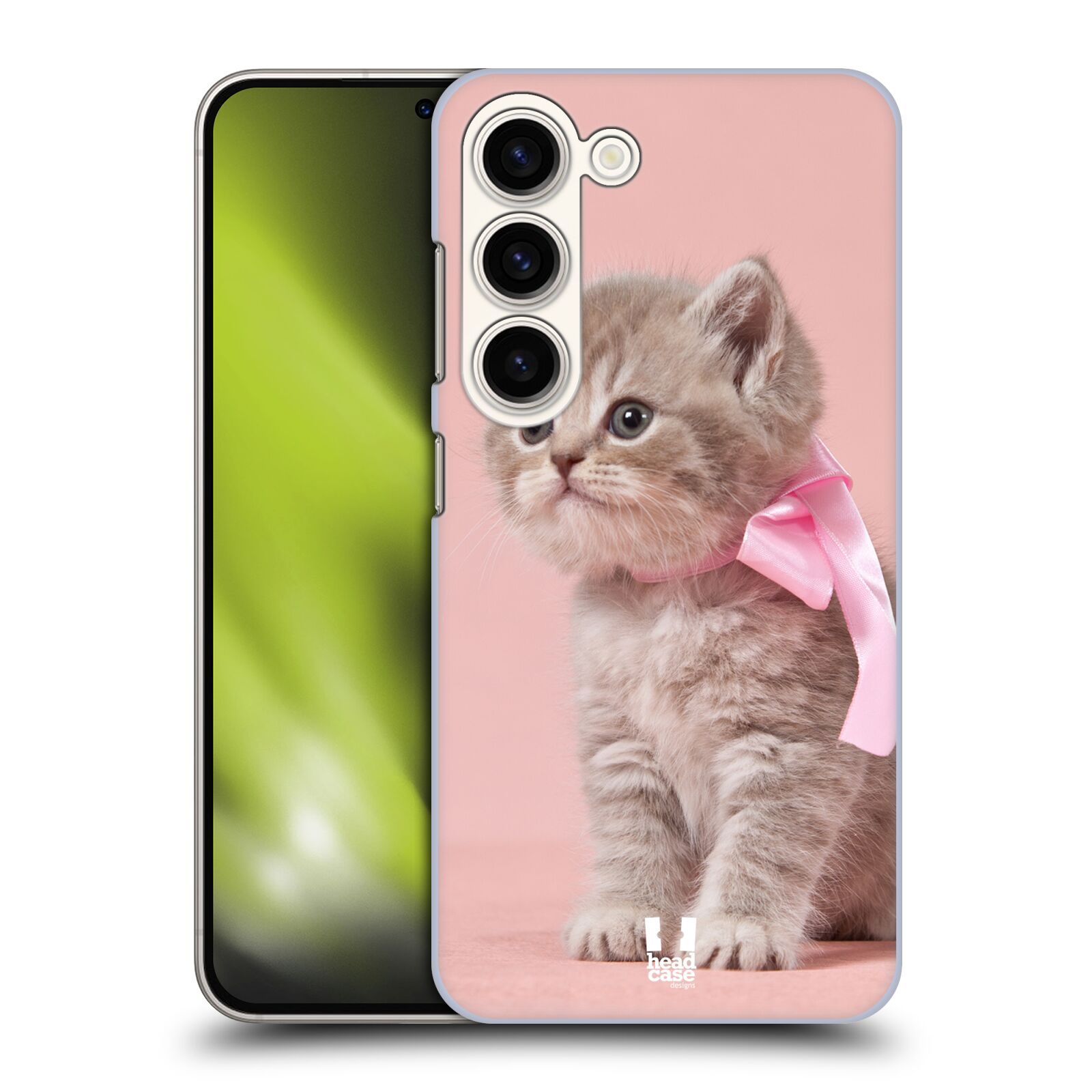 Plastový obal HEAD CASE na mobil Samsung Galaxy S23 vzor Kočičky koťata foto kotě s růžovou mašlí
