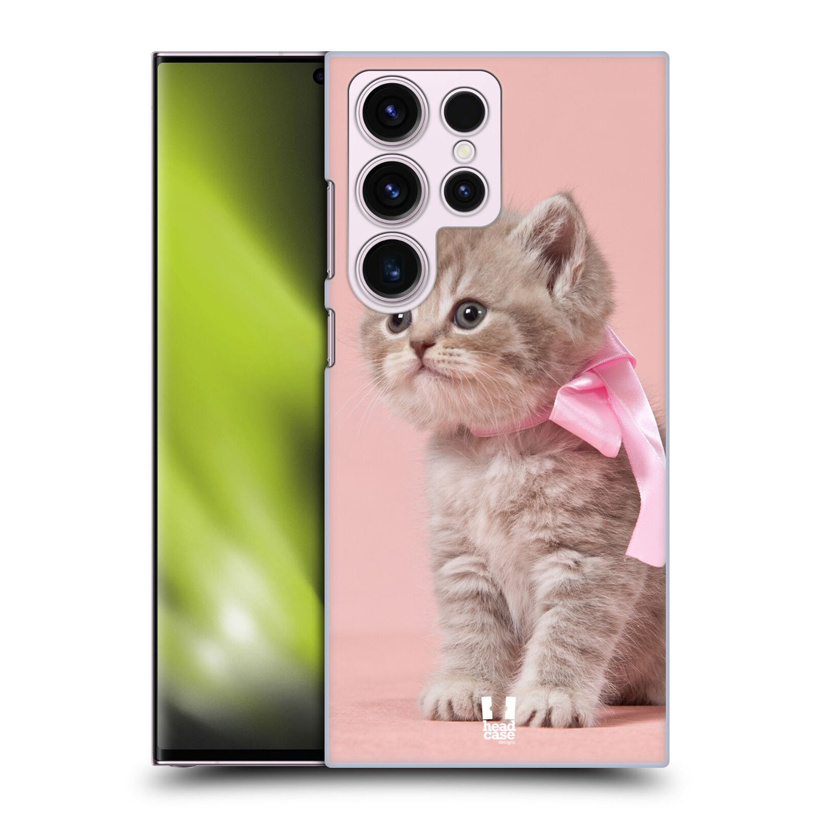 Plastový obal HEAD CASE na mobil Samsung Galaxy S23 ULTRA vzor Kočičky koťata foto kotě s růžovou mašlí