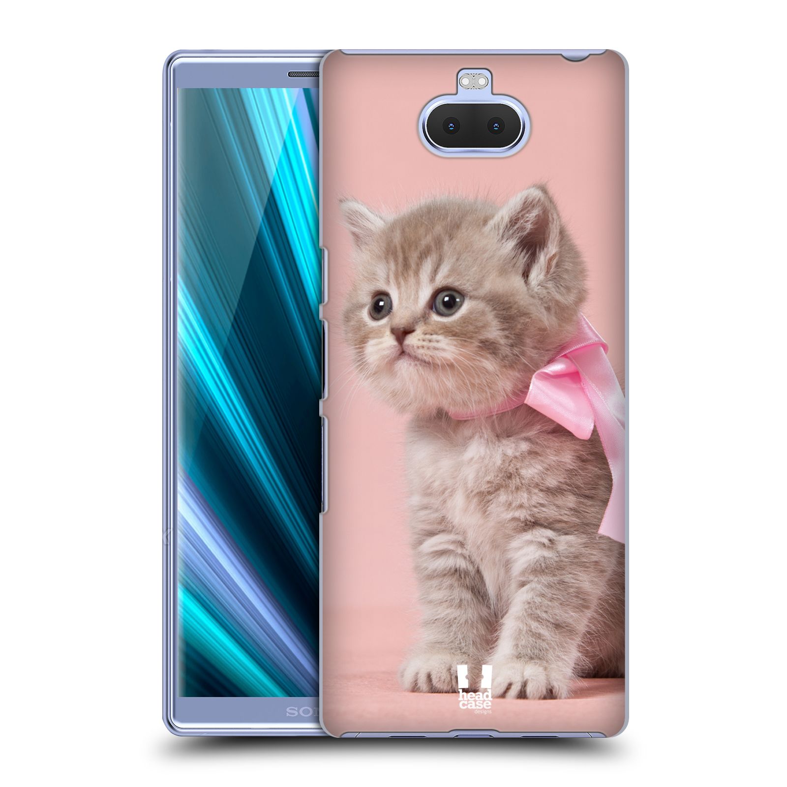 Pouzdro na mobil Sony Xperia 10 - Head Case - vzor Kočičky koťata foto kotě s růžovou mašlí