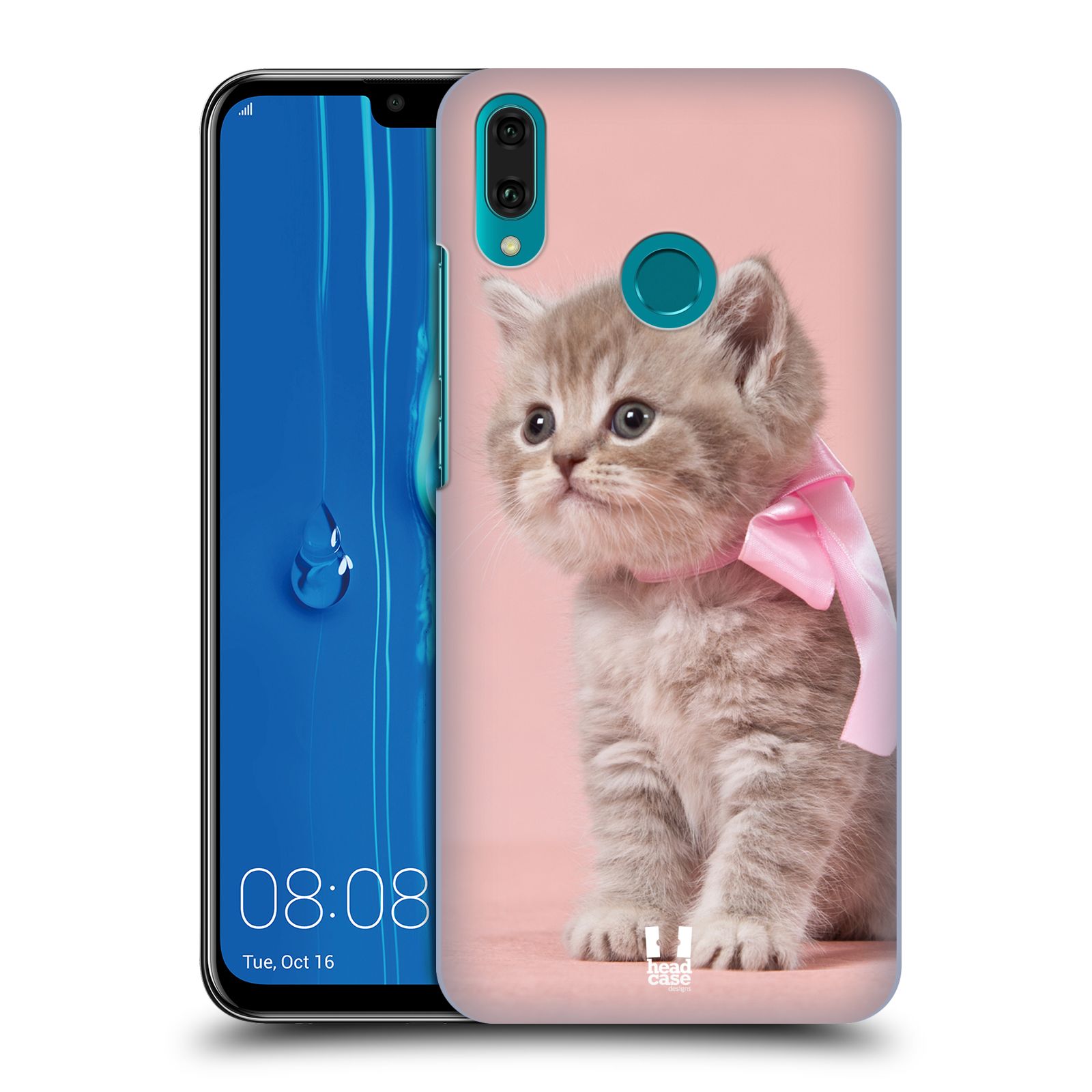 Pouzdro na mobil Huawei Y9 2019 - HEAD CASE - vzor Kočičky koťata foto kotě s růžovou mašlí