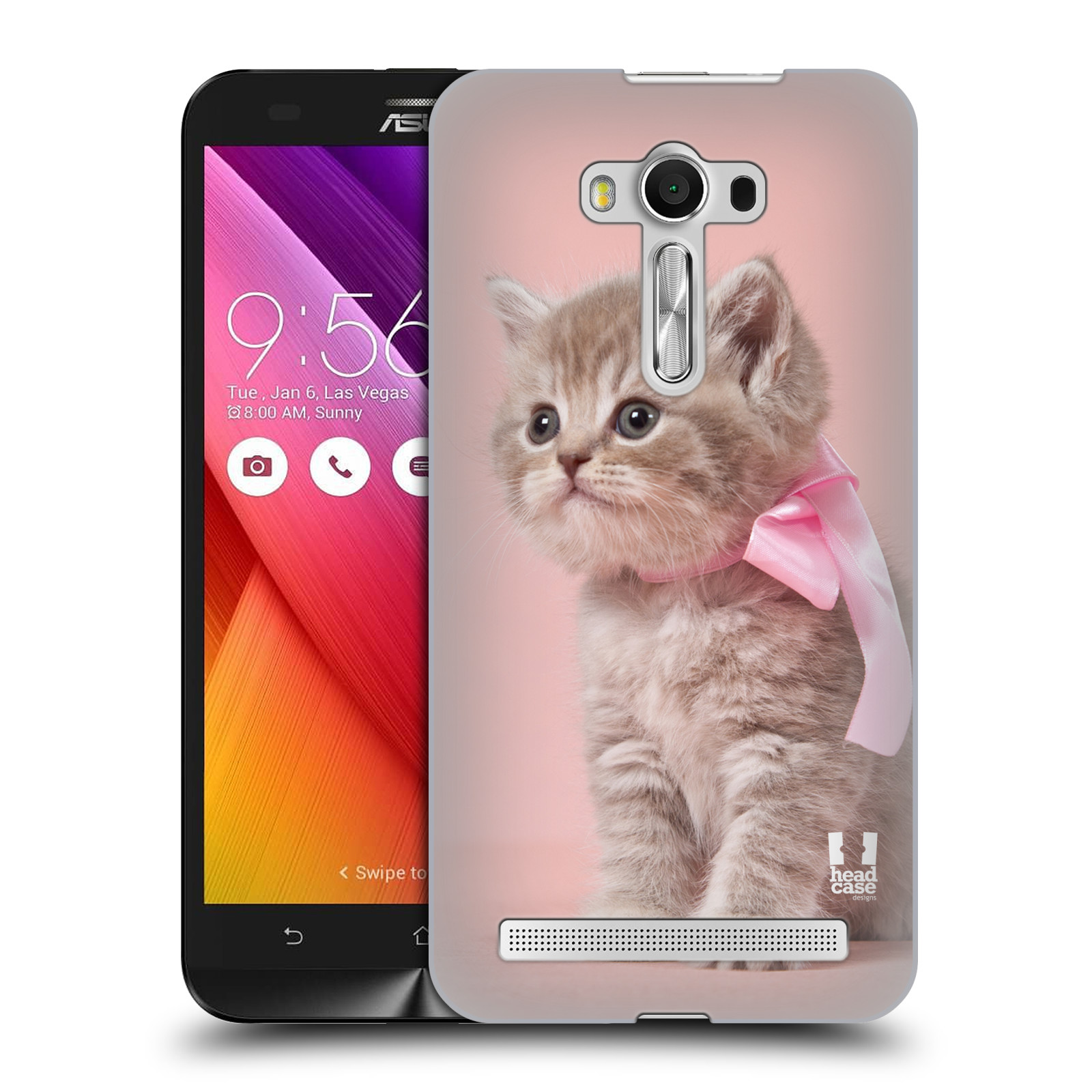 HEAD CASE plastový obal na mobil Asus Zenfone 2 LASER (5,5 displej ZE550KL) vzor Kočičky koťata foto kotě s růžovou mašlí